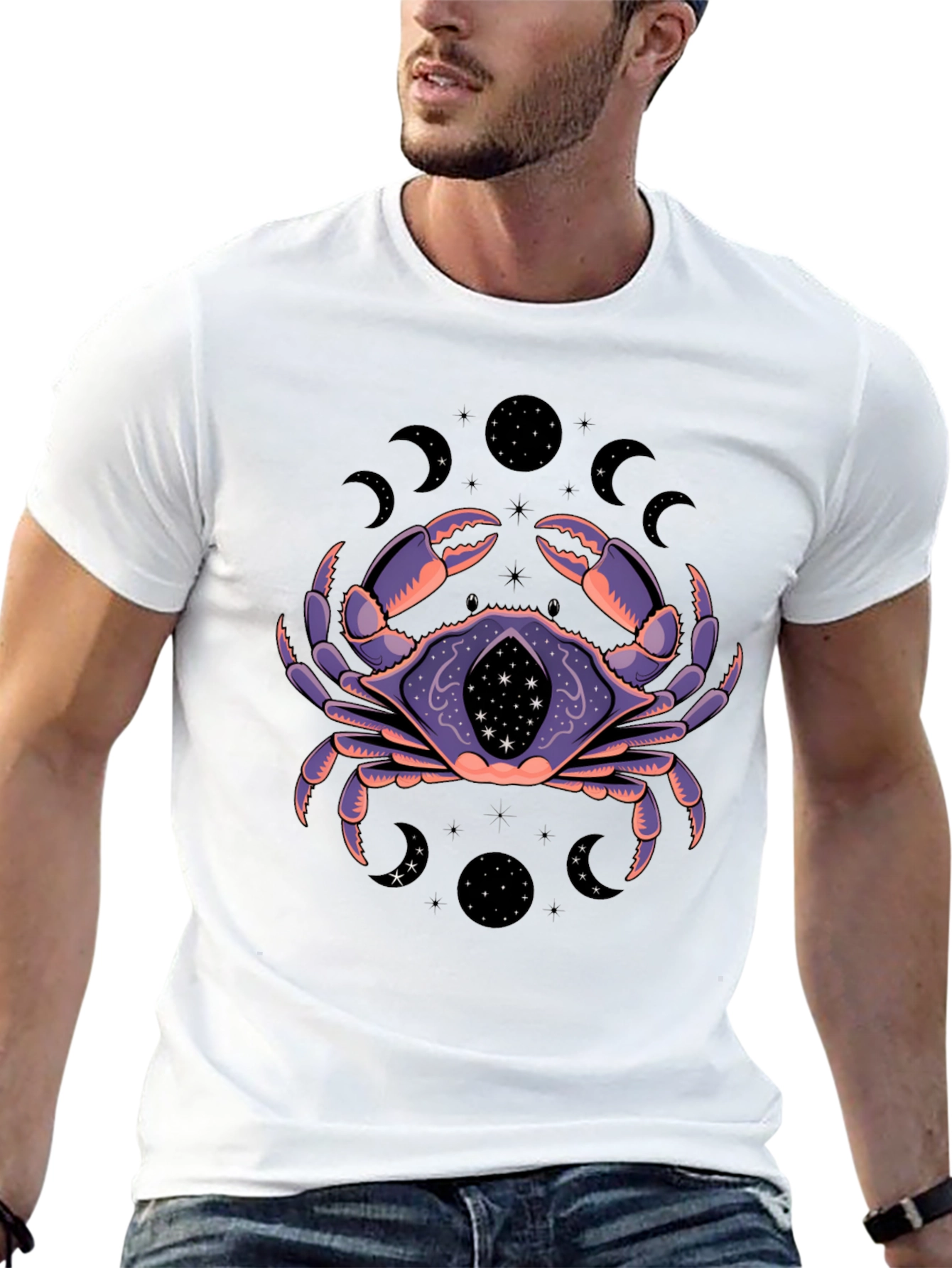 Black Mystic Crab Graphic T-Shirt - Zodiac Tee view 13