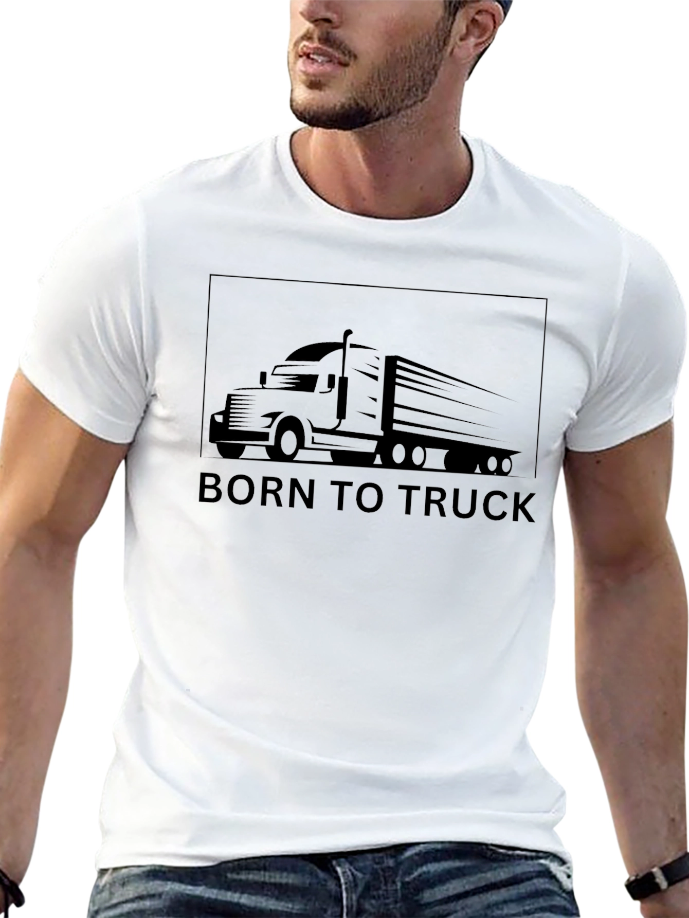Black Born to Truck T-Shirt - Black view 13