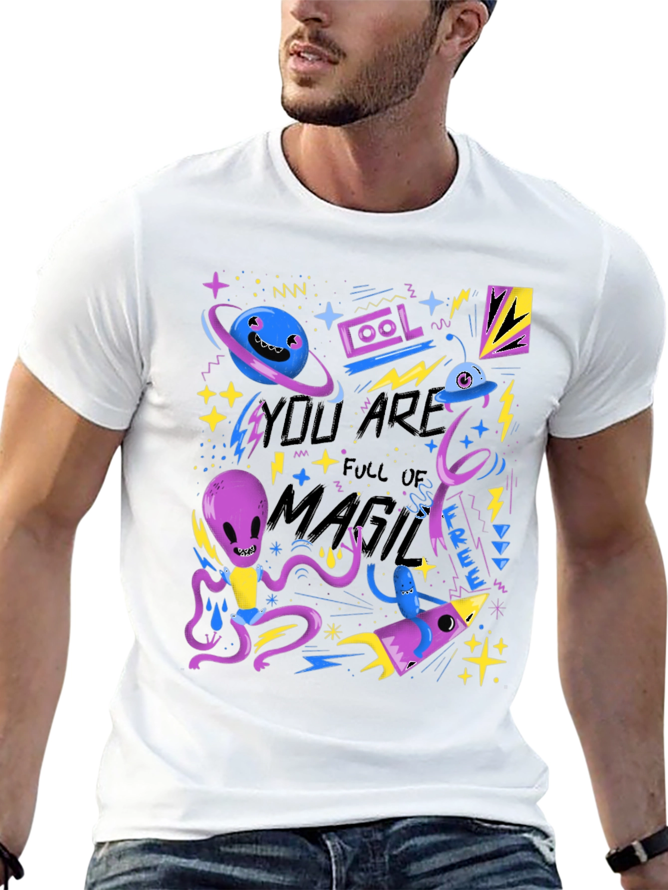 Black Cool You Are Full of Magic Graphic T-Shirt view 13