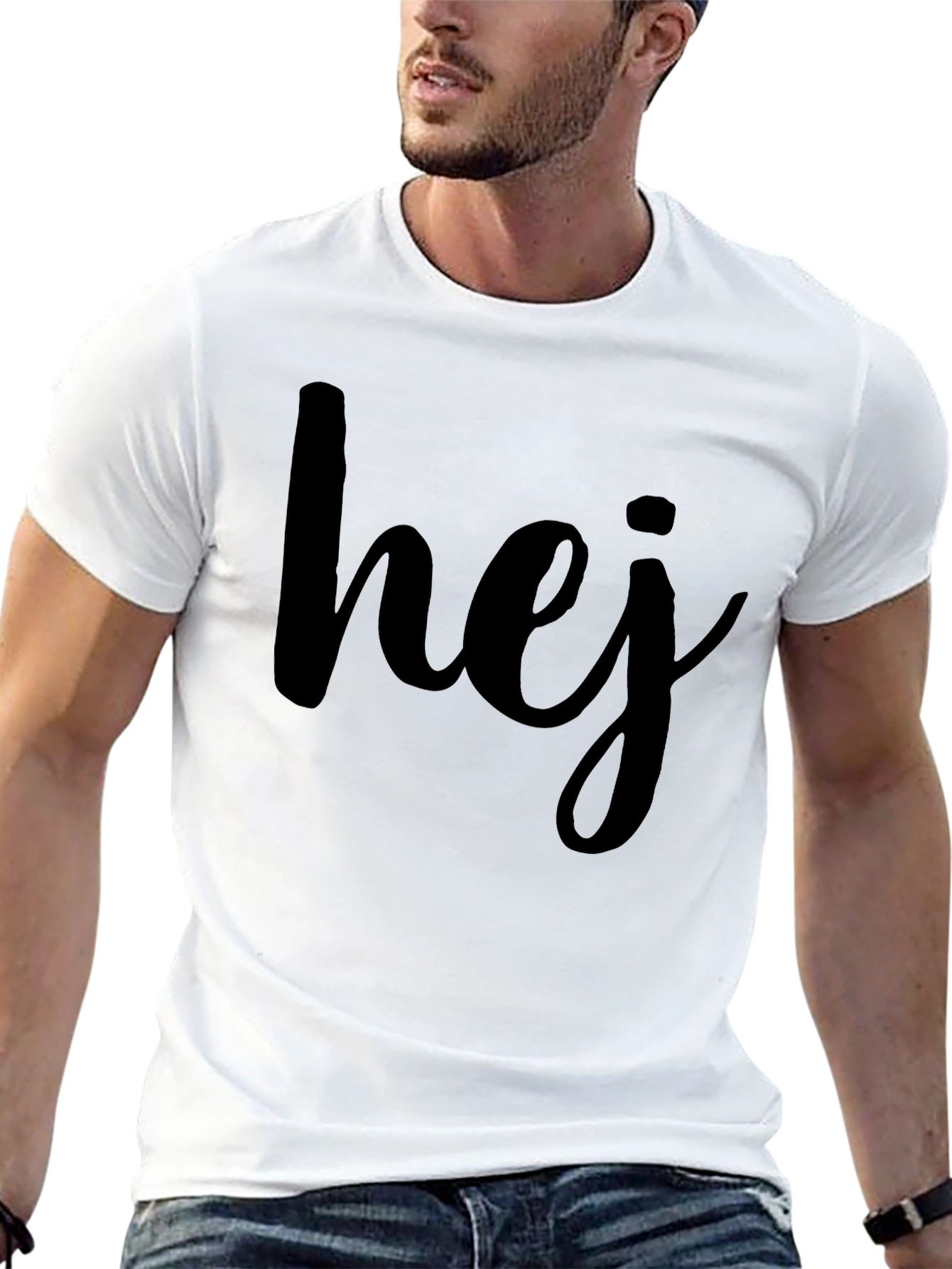 Black Hej Graphic T-Shirt - Casual Scandinavian Style Tee view 13