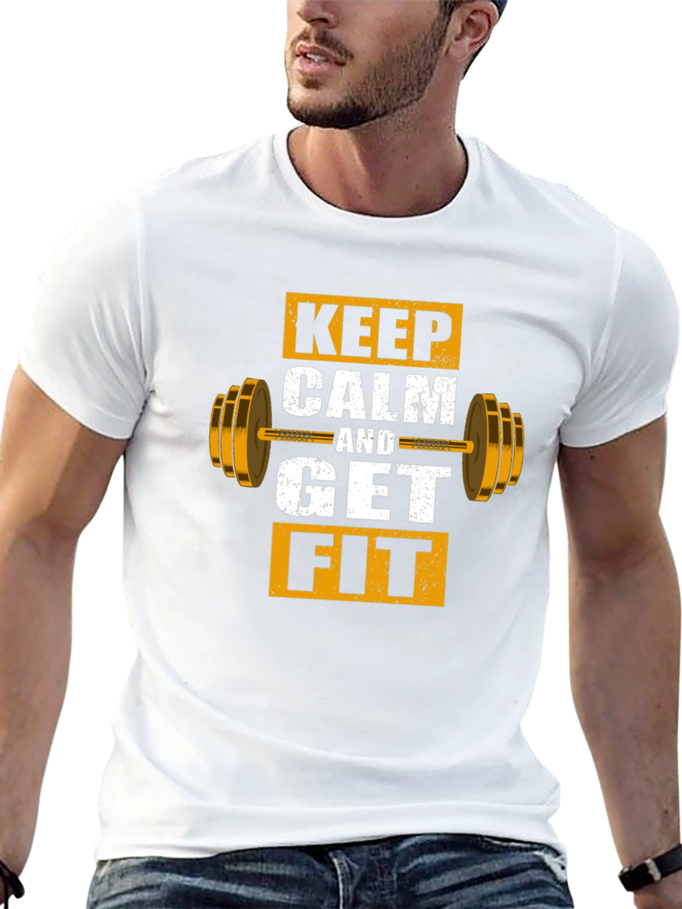 Black Keep Calm and Get Fit Graphic T-Shirt view 13