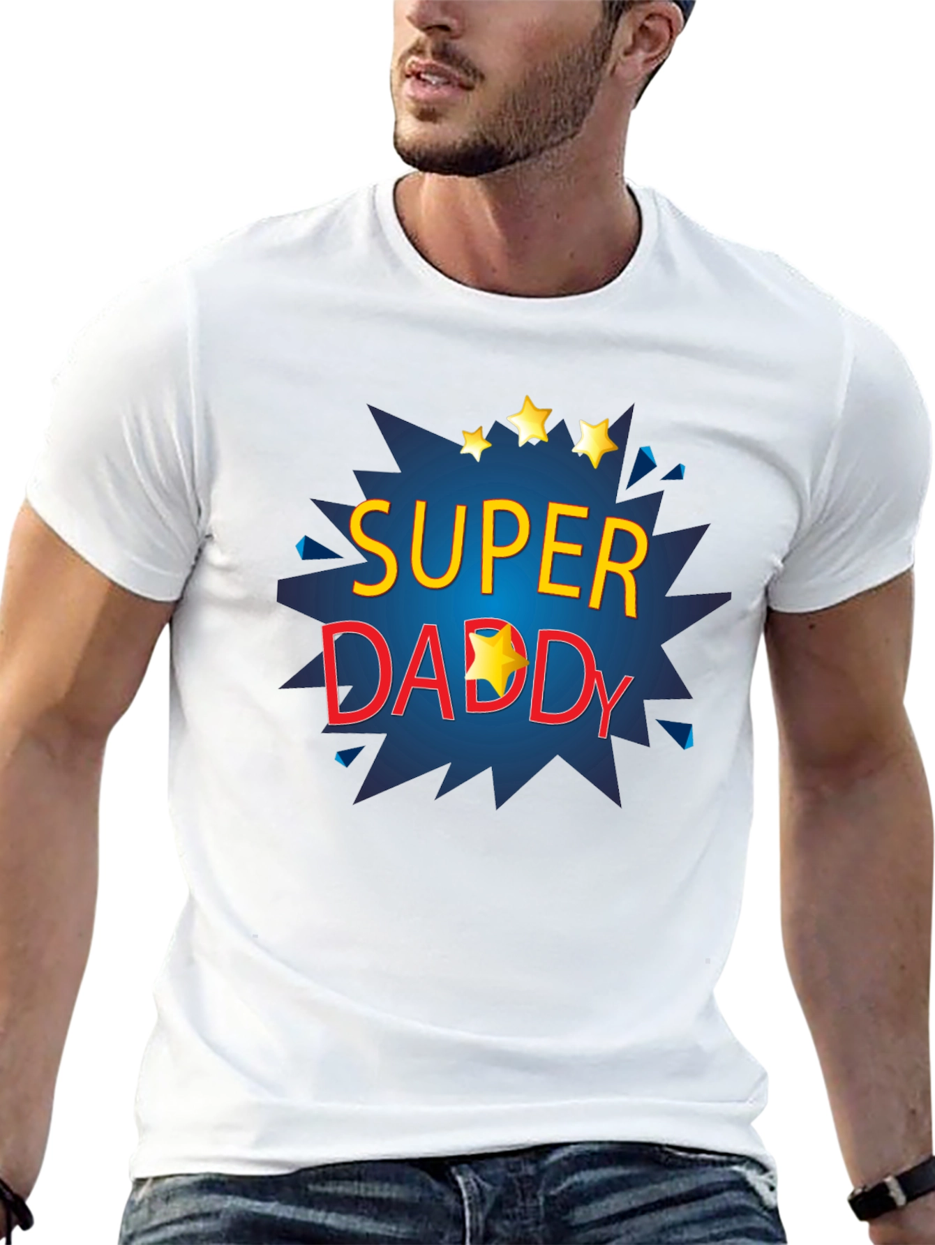 Black Super Daddy T-Shirt - Father's Day Gift view 13