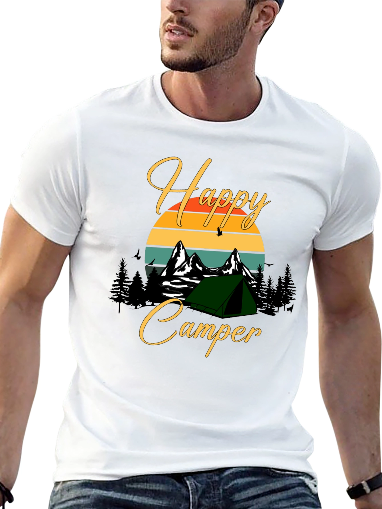 Black Happy Camper Graphic Tee - Outdoor Adventure Shirt view 13