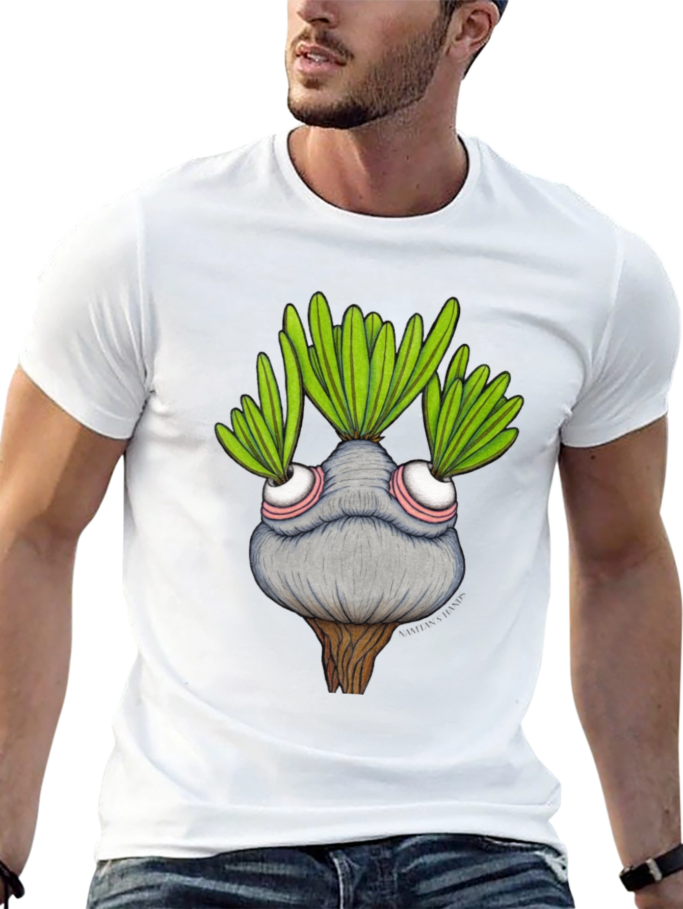 Black Whimsical Plant Character Graphic T-Shirt view 13