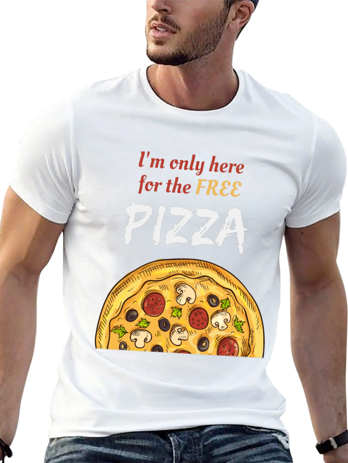 Black Free Pizza T-Shirt - Funny Foodie Tee view 13