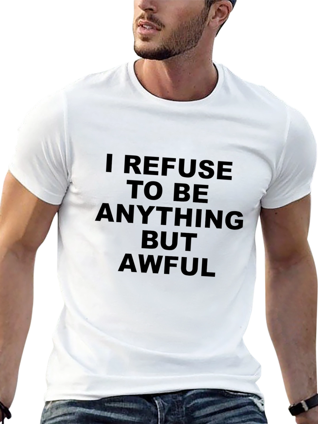 Black Awful Attitude T-Shirt - Funny Slogan Tee view 13