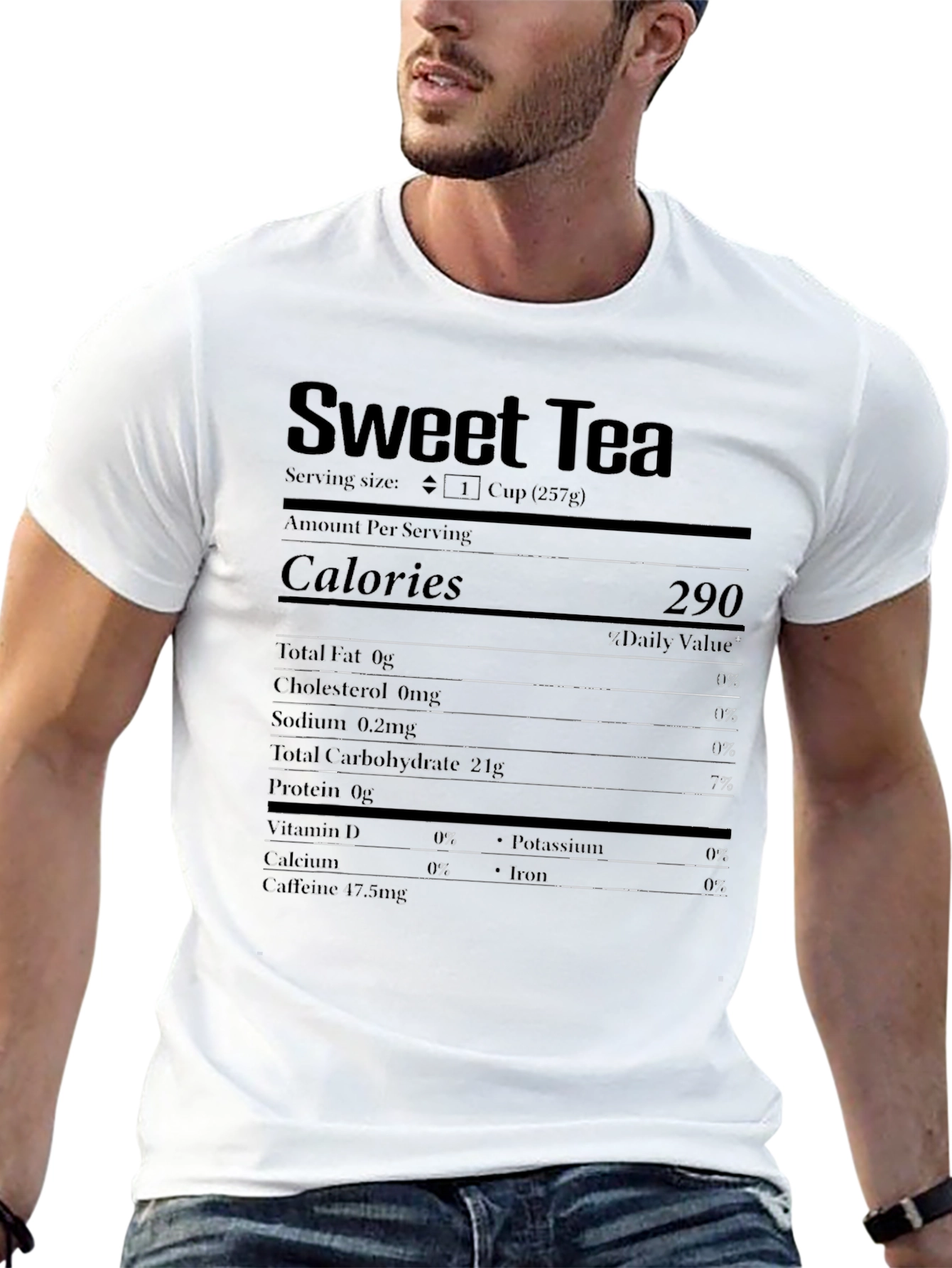 Black Sweet Tea Nutrition Facts Novelty T-Shirt view 13