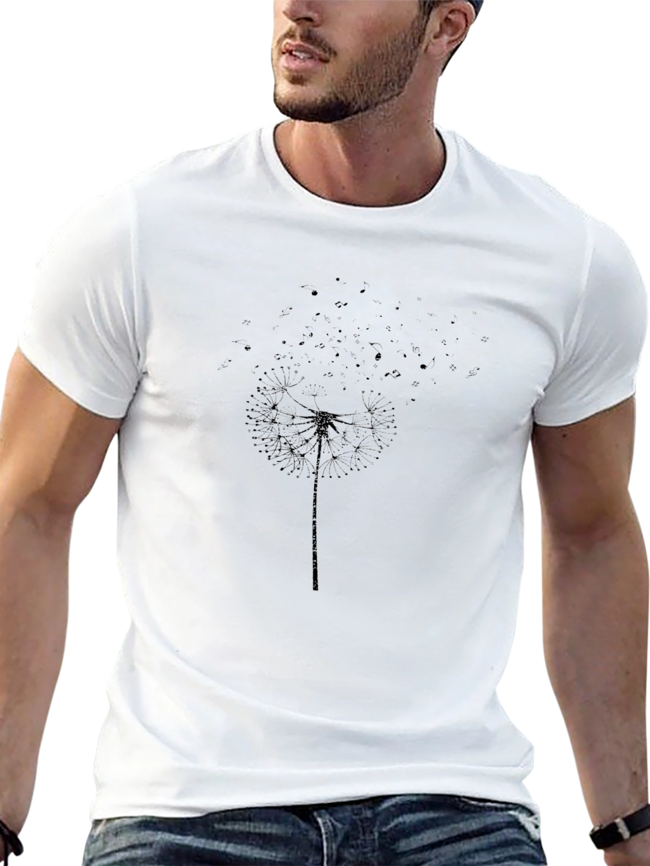 Dandelion Print Black T-Shirt - Stylish Casual Wear - 13