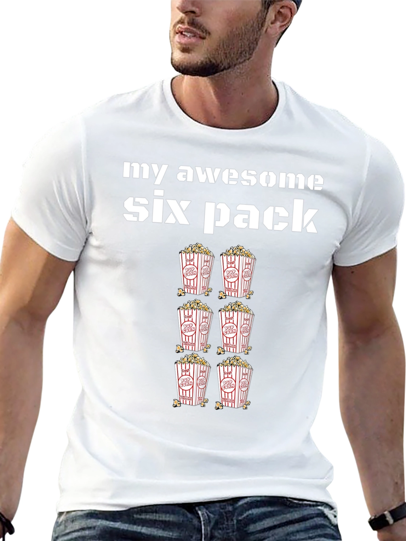 Black Awesome Six Pack Popcorn T-Shirt view 13