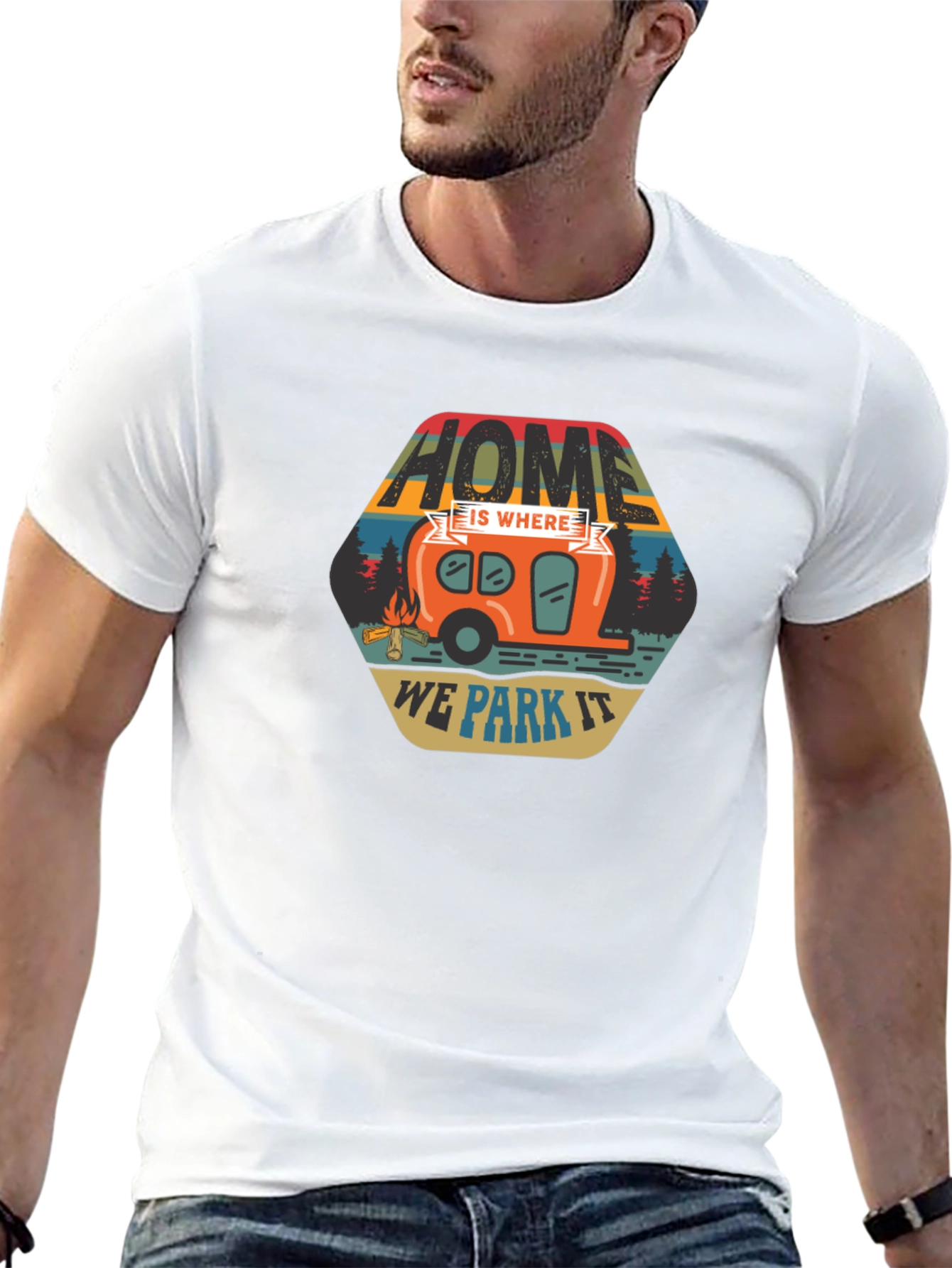 Black Home Is Where We Park It Camping T-Shirt view 13