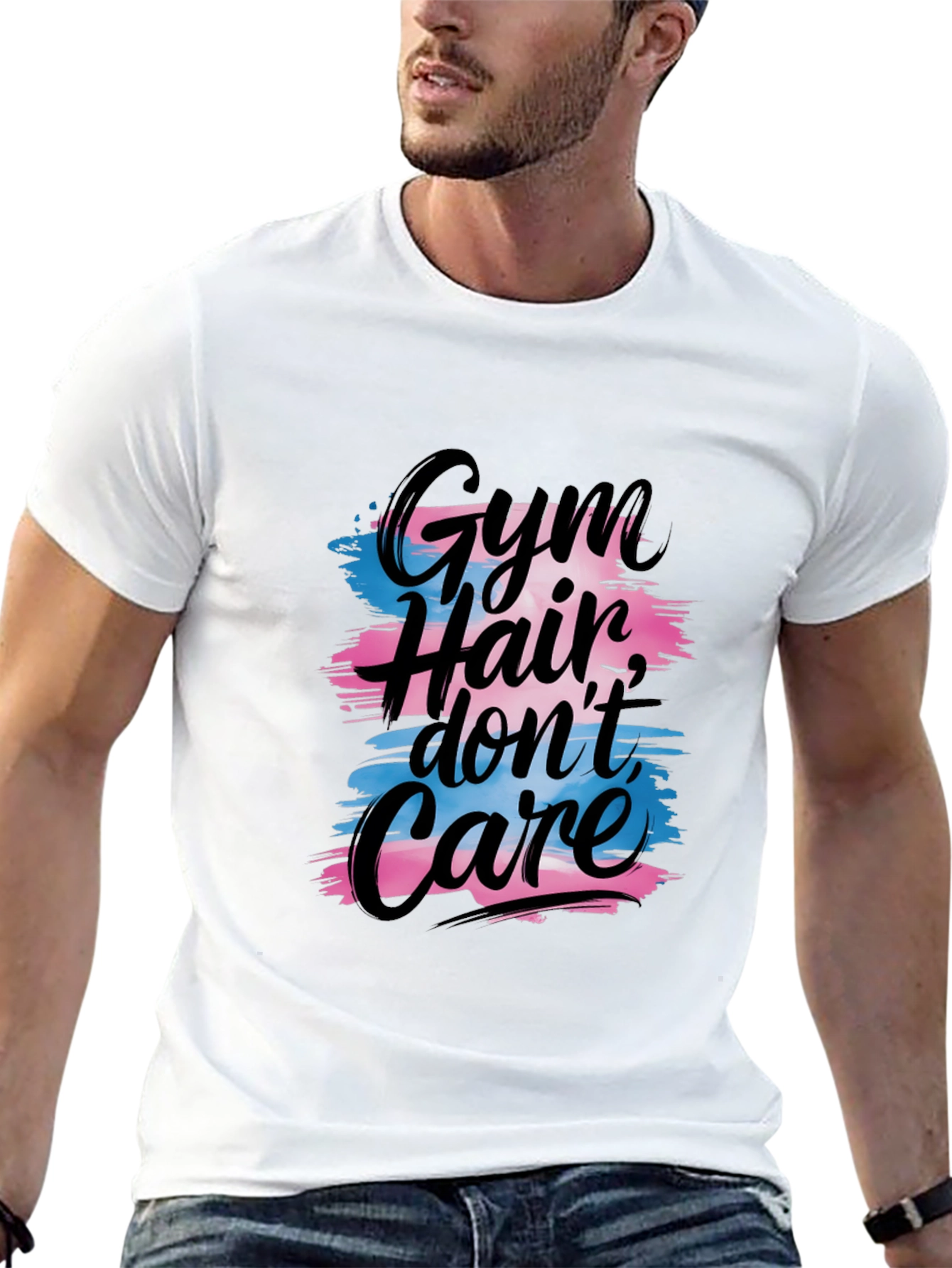 Black Gym Hair Don't Care T-Shirt - Black view 13