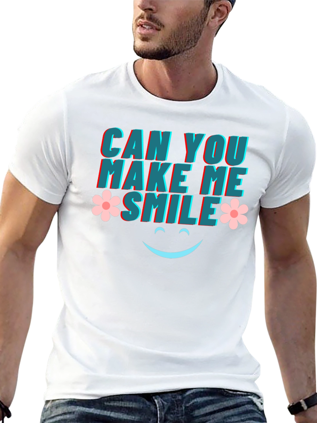 Black Can You Make Me Smile Graphic Tee view 13
