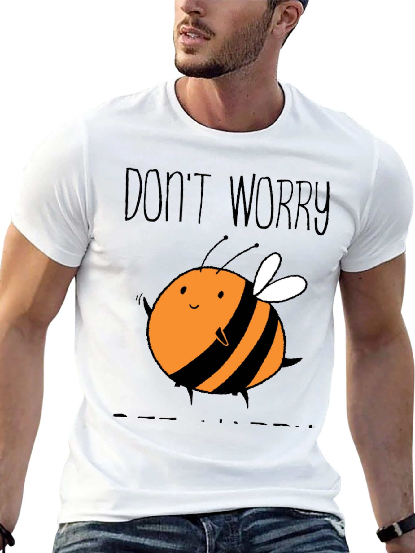 Black Cute Bee Graphic T-Shirt - Don't Worry Bee Happy! view 13
