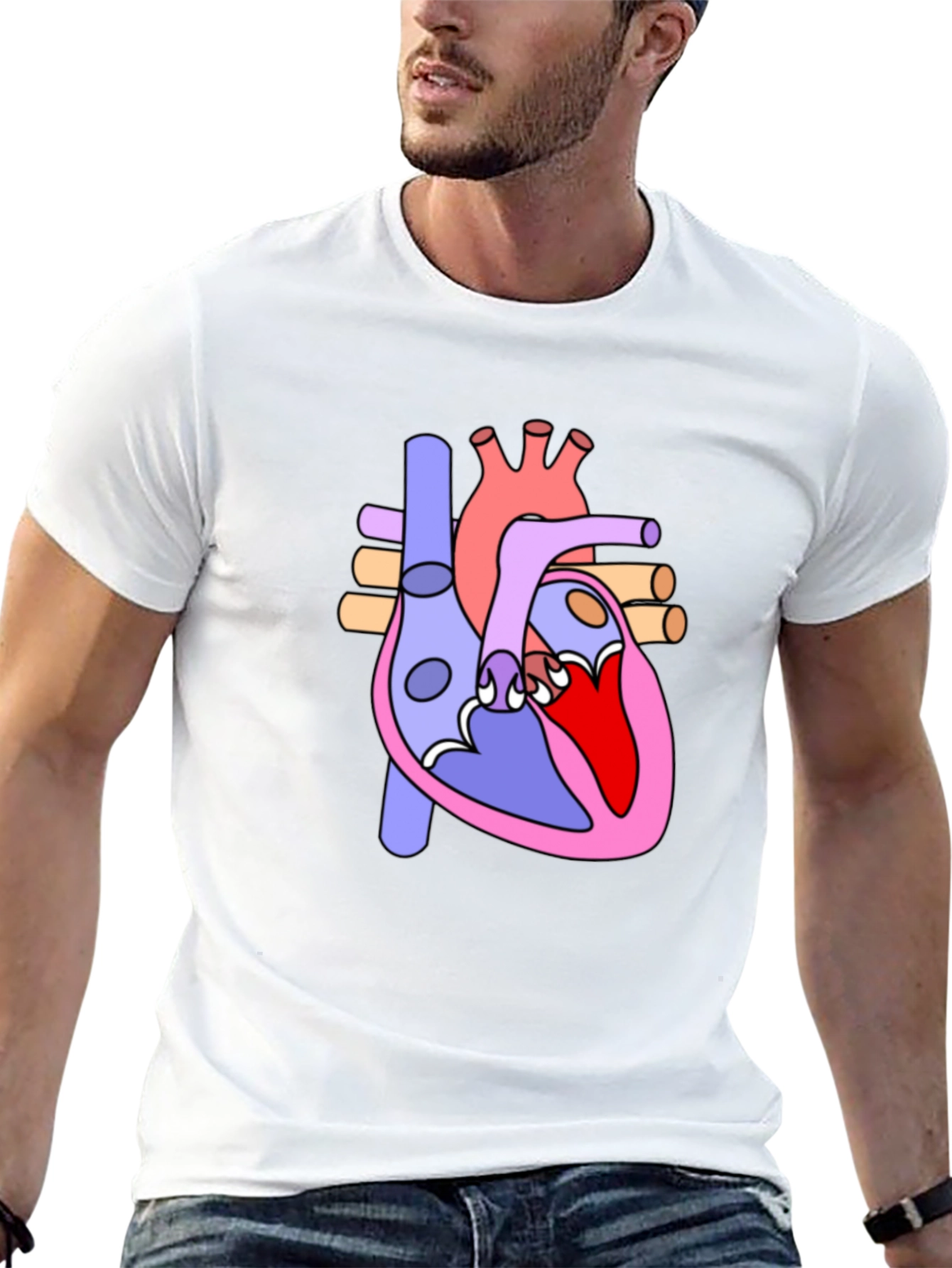 Black Anatomical Heart Graphic Tee - Black Cotton Blend view 13