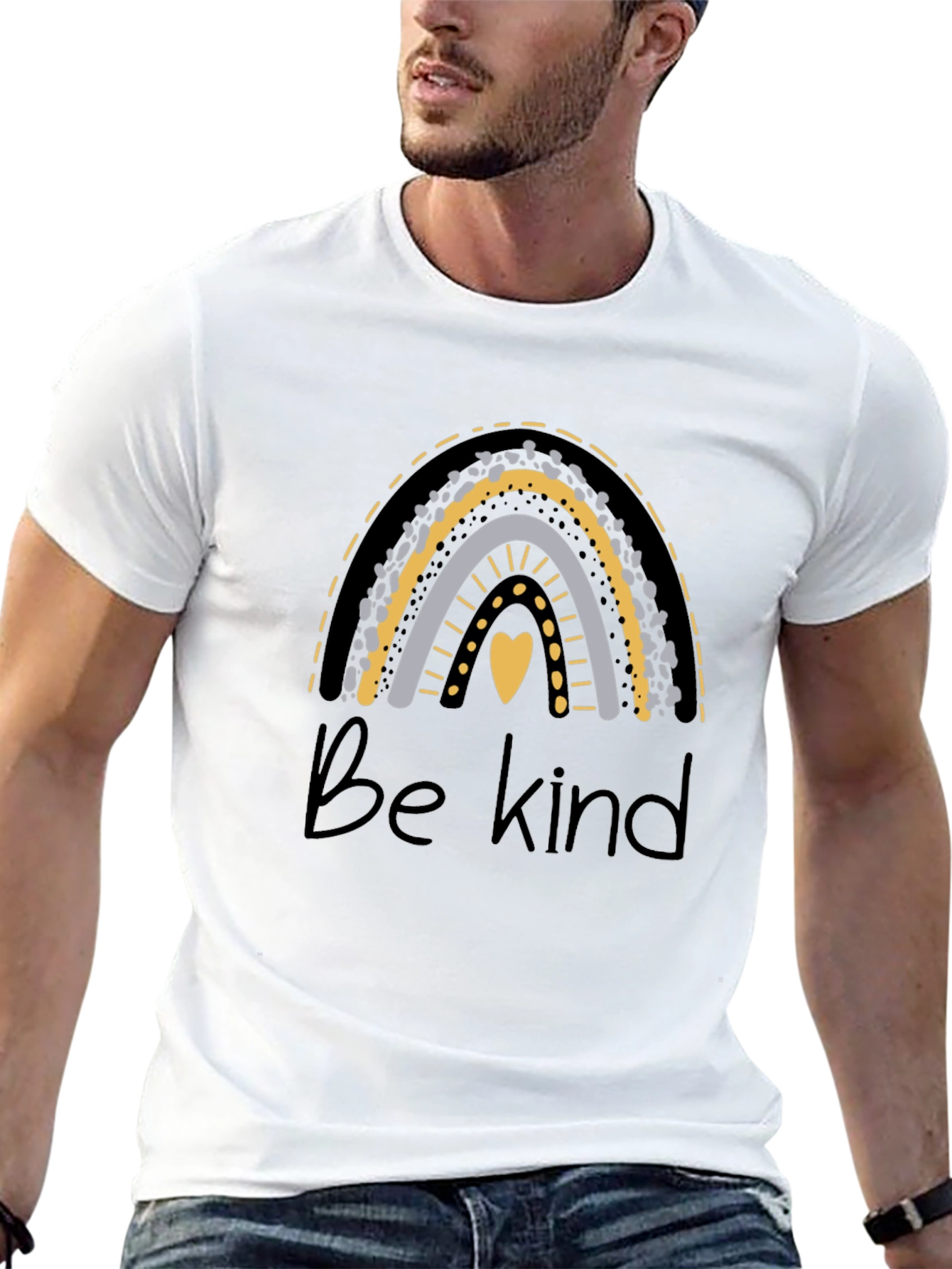 Black Be Kind Rainbow Graphic Tee - Black Cotton Blend view 13