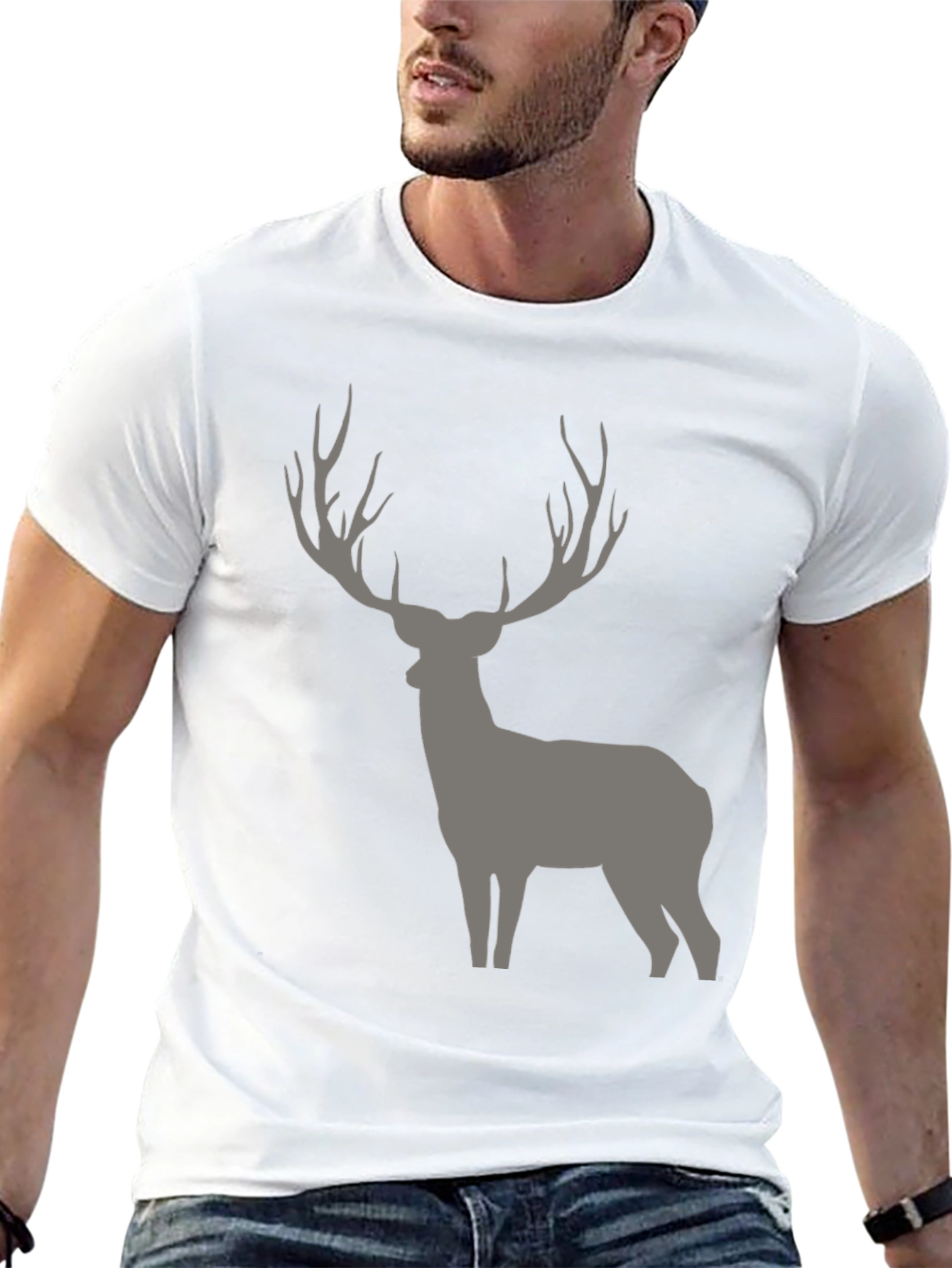 Black Men's Black Deer Graphic T-Shirt view 13