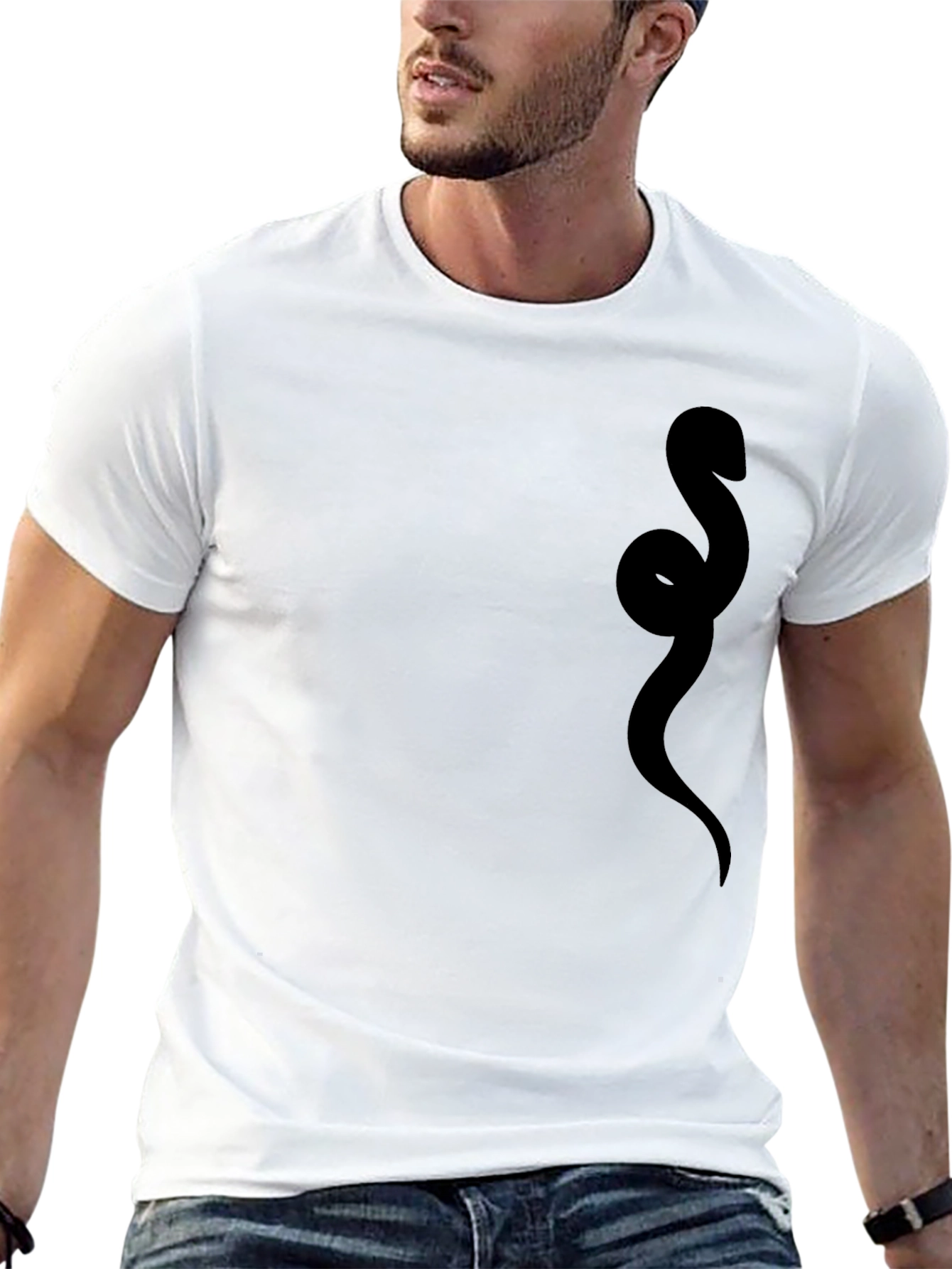 Black Men's Black Snake Graphic T-Shirt view 13