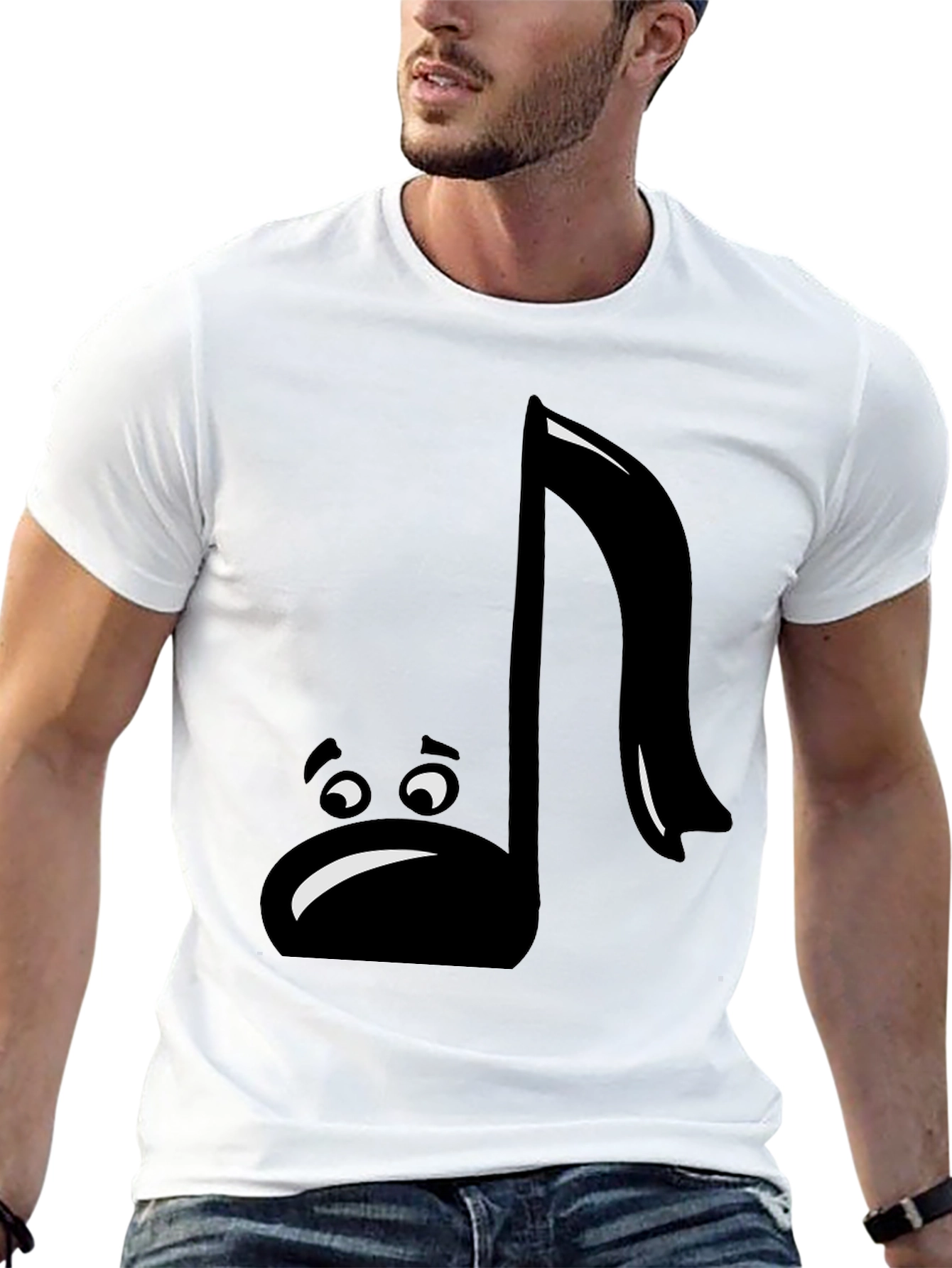 Black Sad Music Note Graphic T-Shirt - Black Cotton Tee view 13