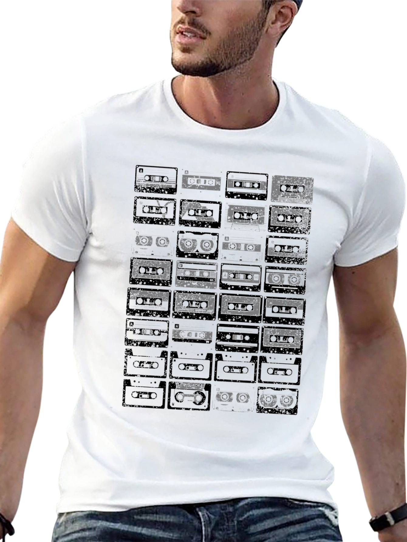 Black Retro Cassette Tape T-Shirt - Vintage Music Lover Tee view 13