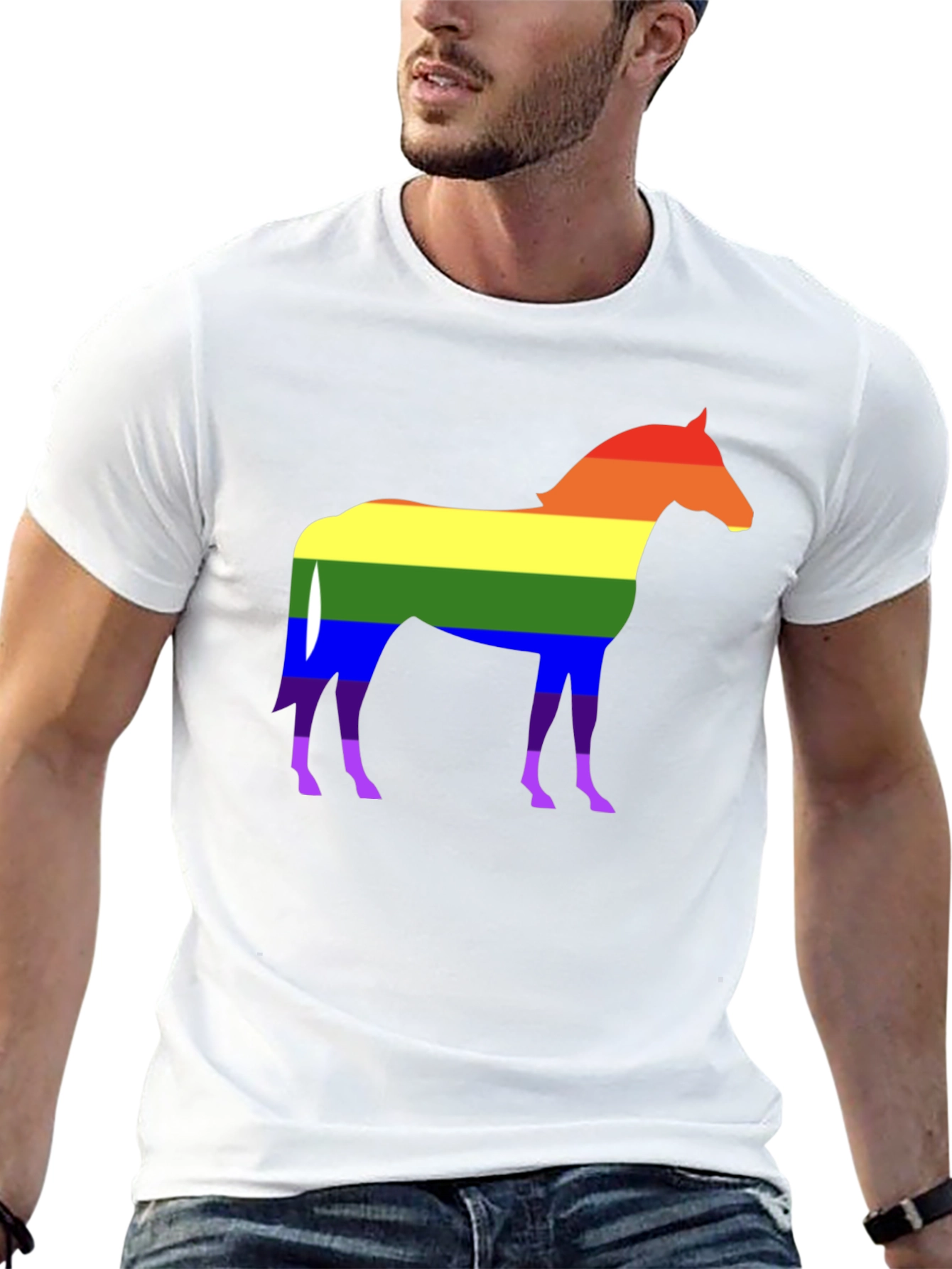 Black Pride Horse Graphic T-Shirt - Stylish Rainbow Design view 13