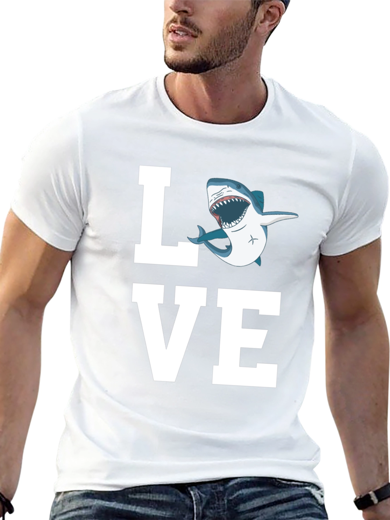 Black Love Shark T-Shirt - Great White Tee view 13