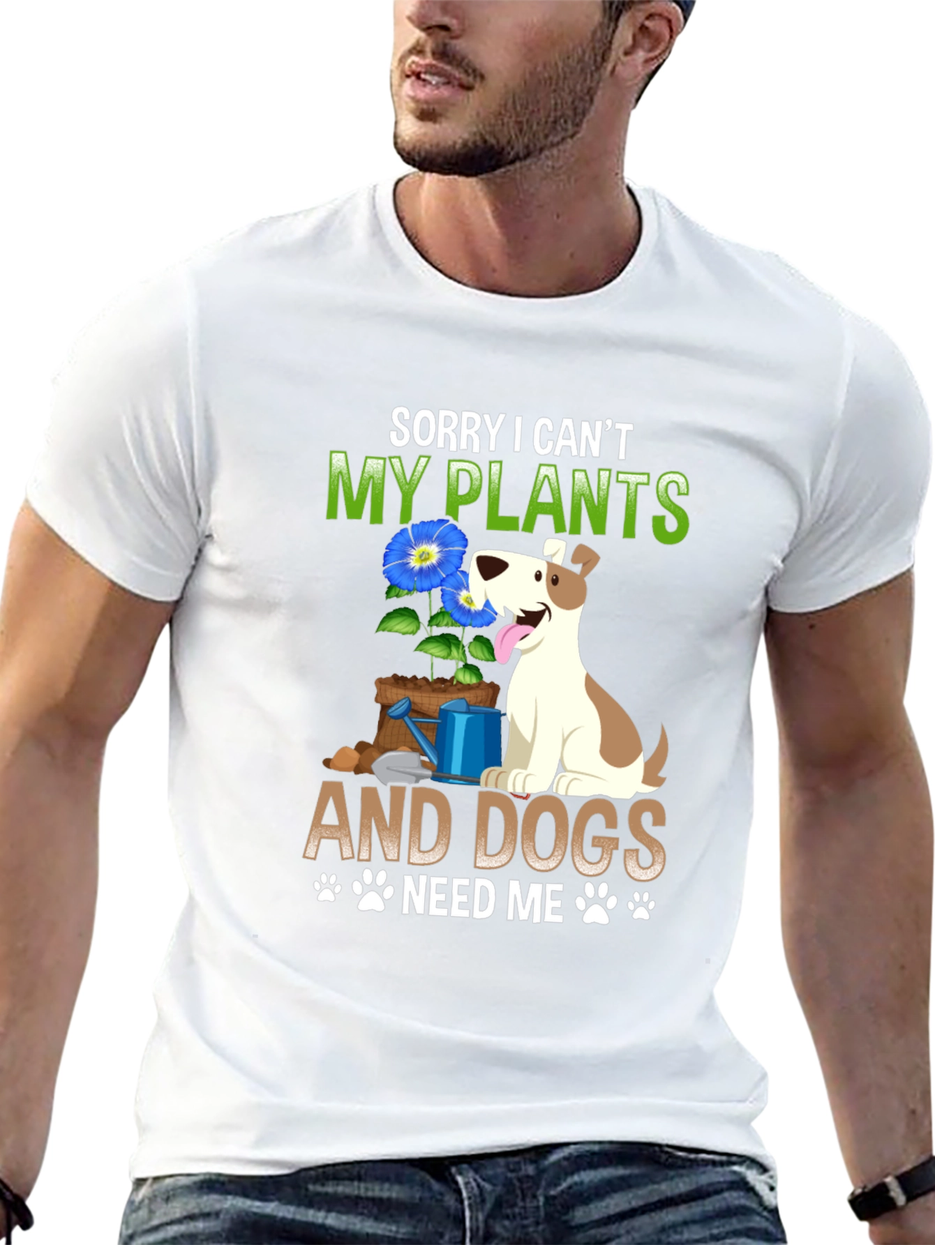 Black Sorry I Can't, My Plants & Dogs Tee view 13