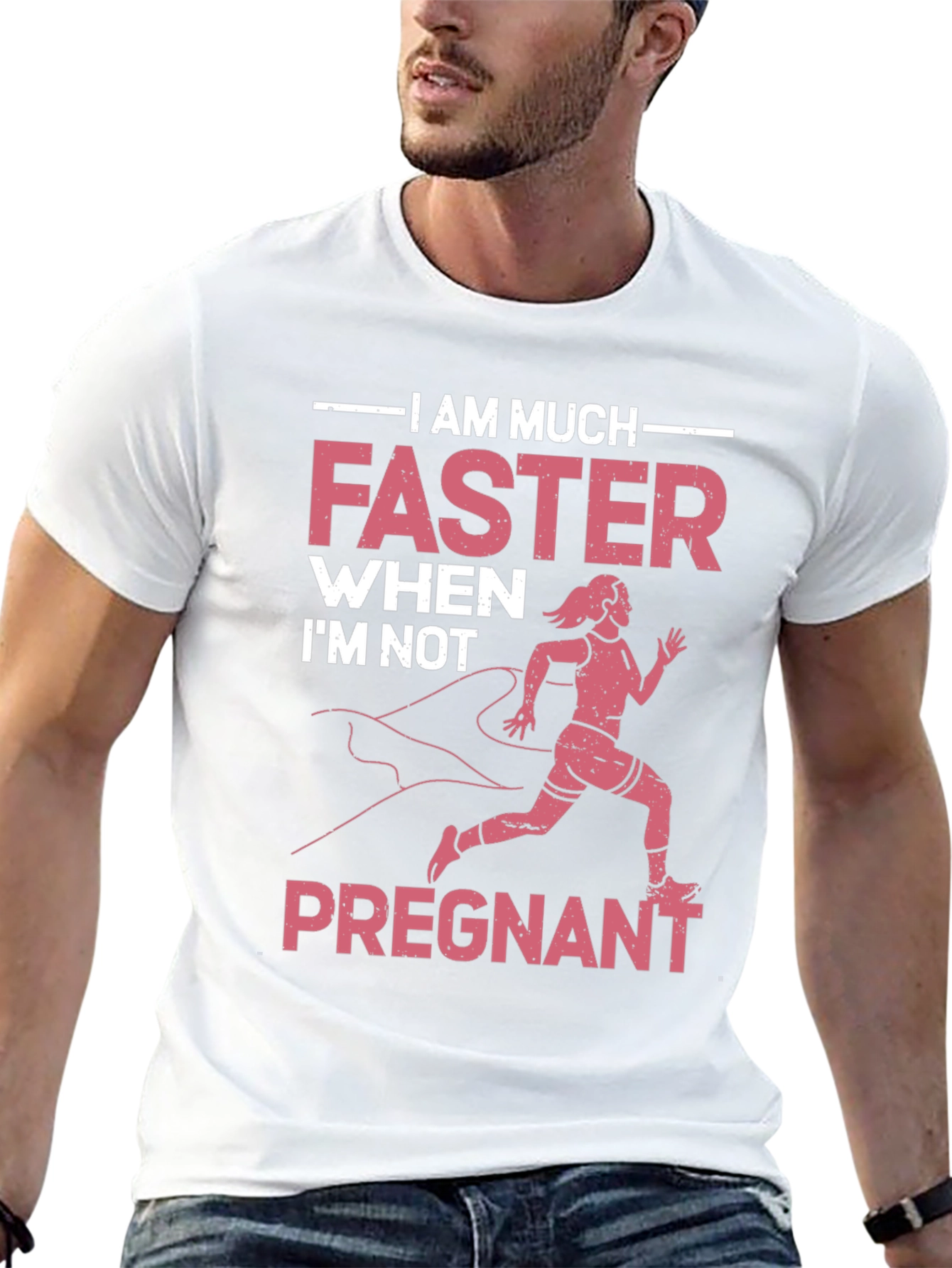 Black Funny Pregnancy Running T-Shirt view 13