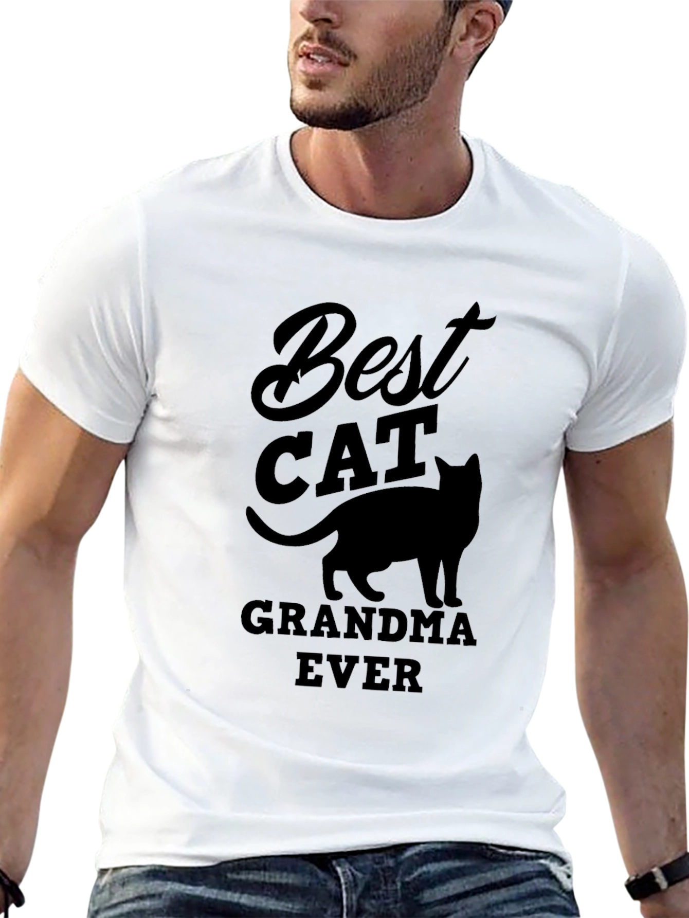 Black Best Cat Grandma Ever Black T-Shirt view 13