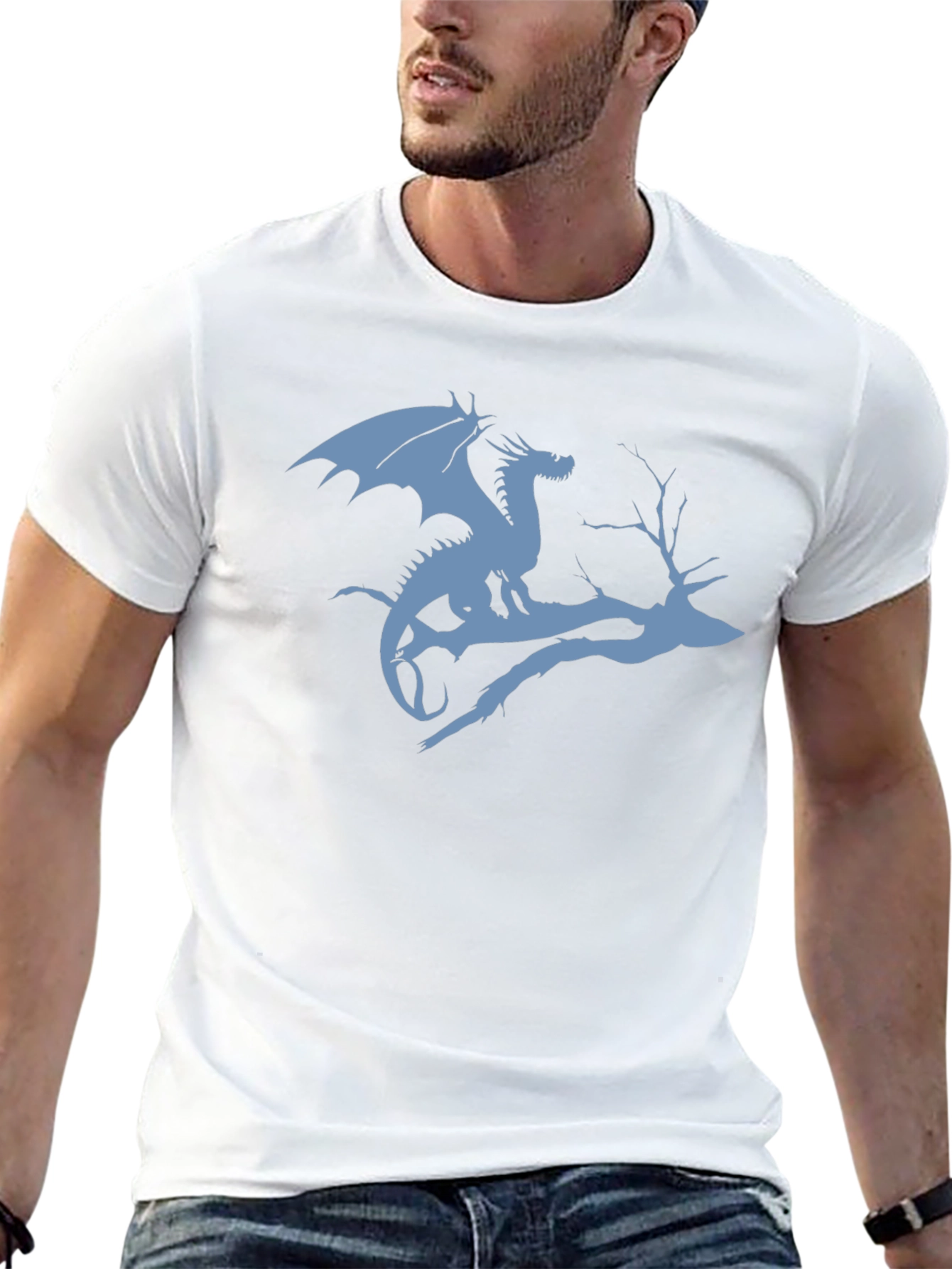 Black Dragon on Branch Graphic T-Shirt - Black view 13