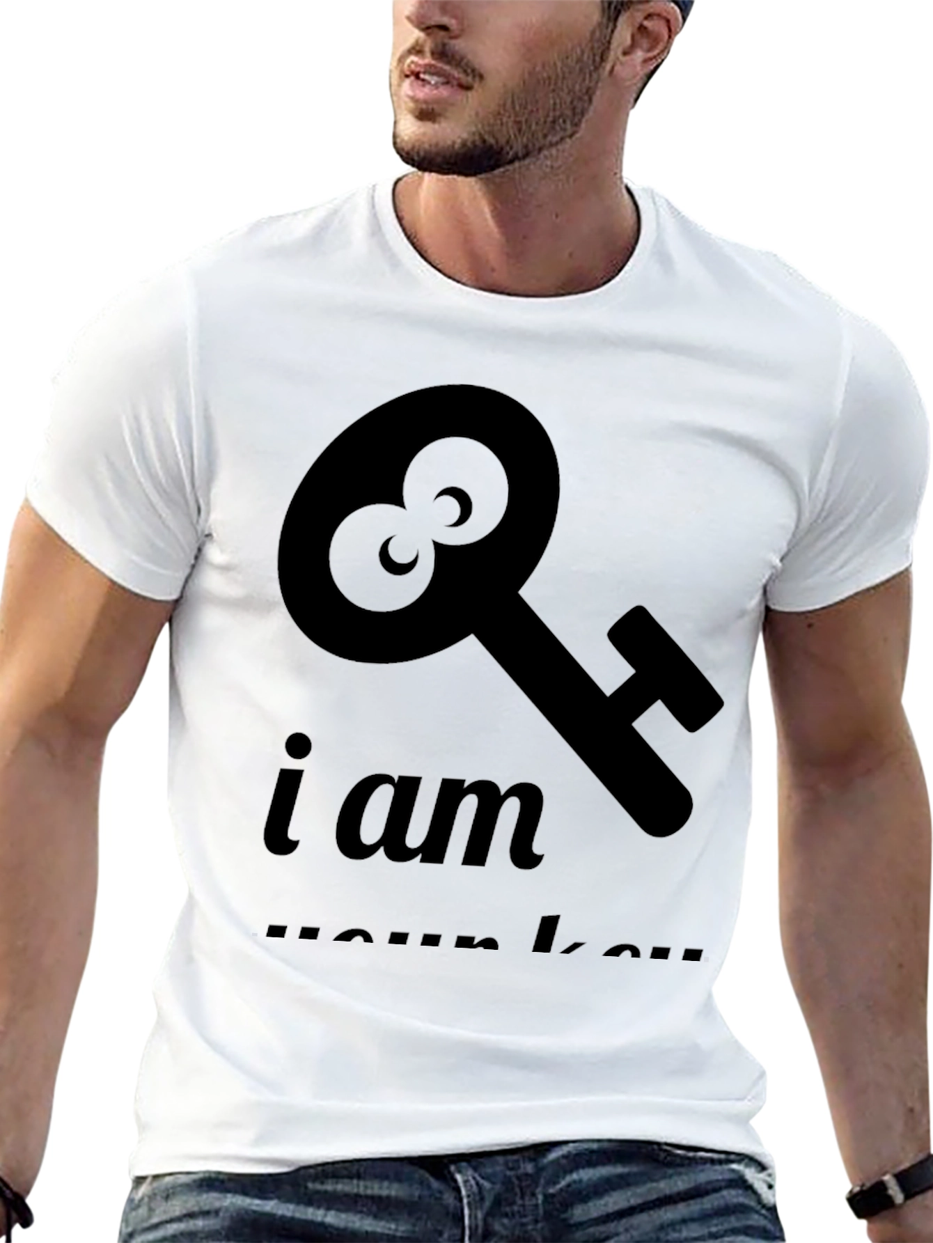Black I Am Your Key T-Shirt - Unique Design, Black Tee view 13