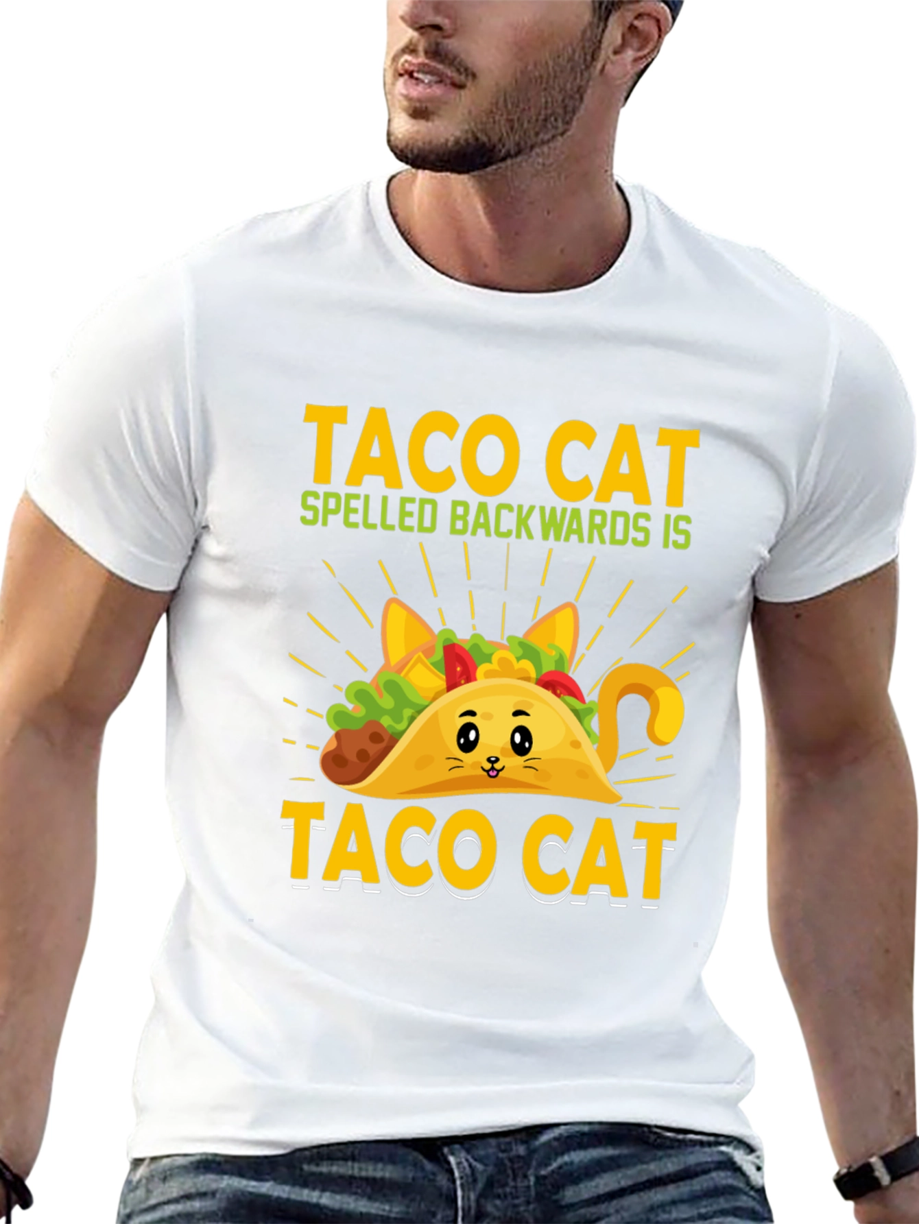 Black Taco Cat T-Shirt - Funny Palindrome Tee view 13