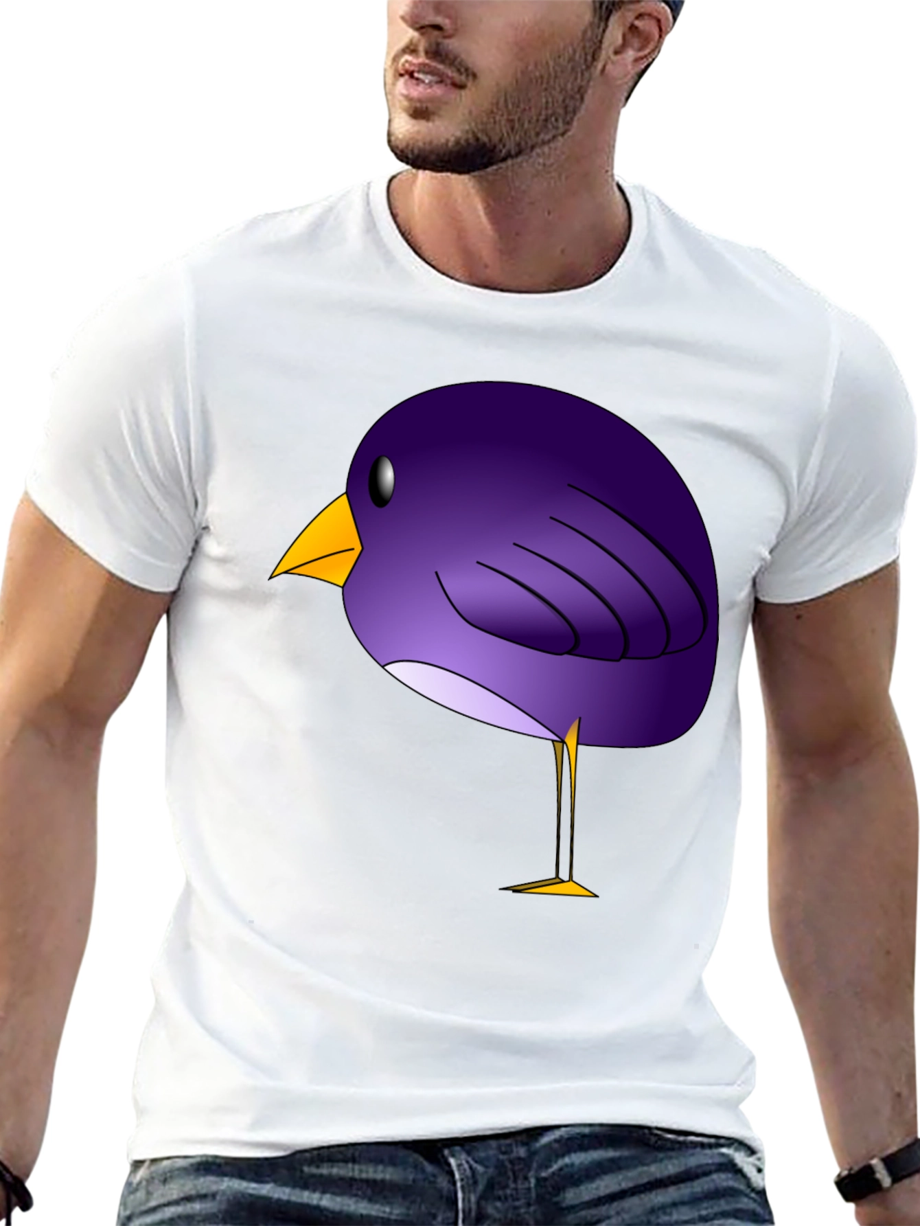 Black Whimsical Purple Bird Graphic T-Shirt view 13