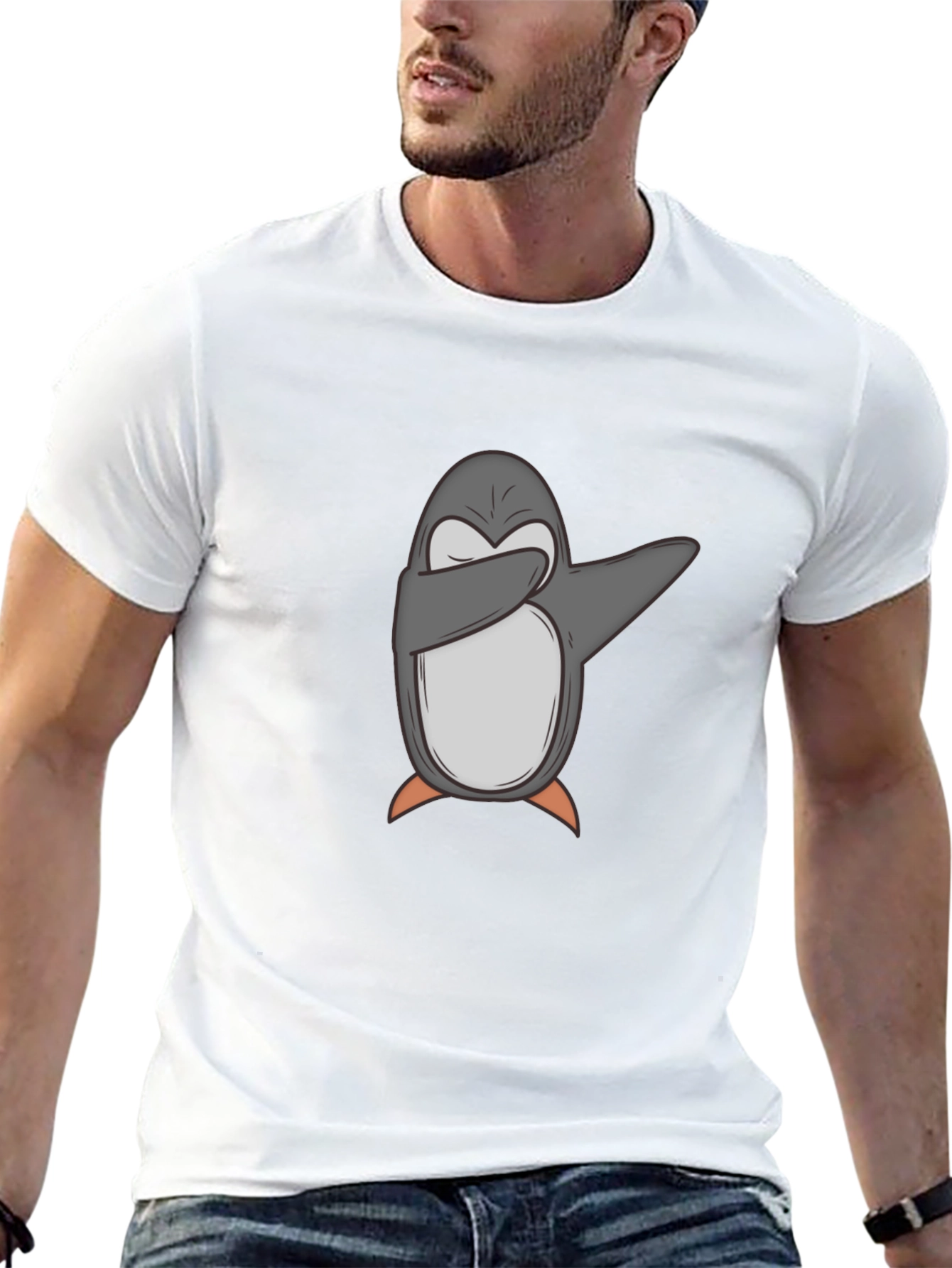 Black Dabbing Penguin Graphic Tee - Cool & Comfy view 13
