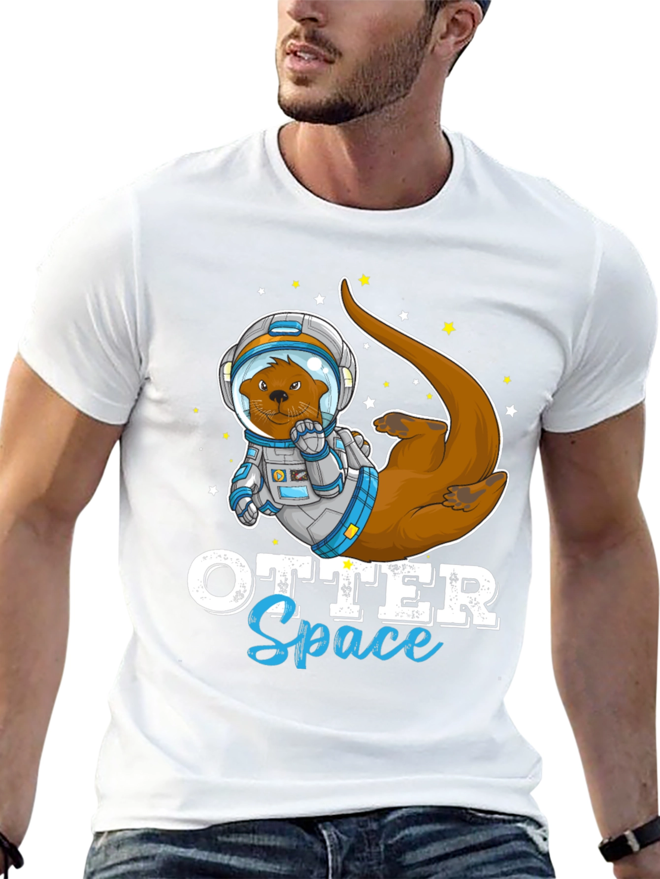 Black Otter Space T-Shirt - Funny Astronaut Animal Tee view 13