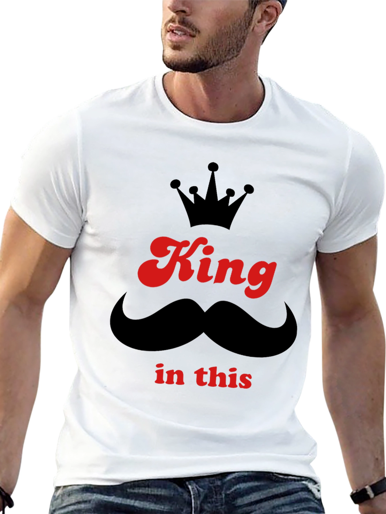 Black King In This T-Shirt - Crown & Mustache Graphic view 13
