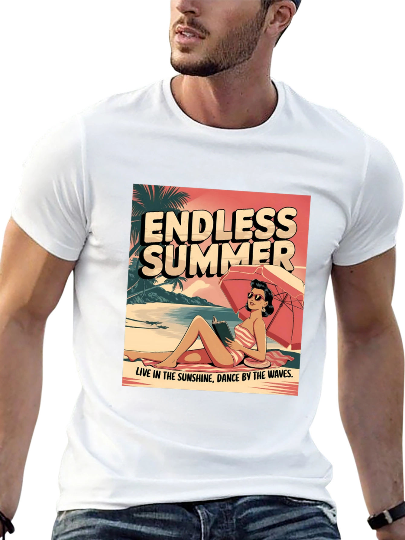 Black Endless Summer Graphic Tee - Beach Vibes T-Shirt view 13