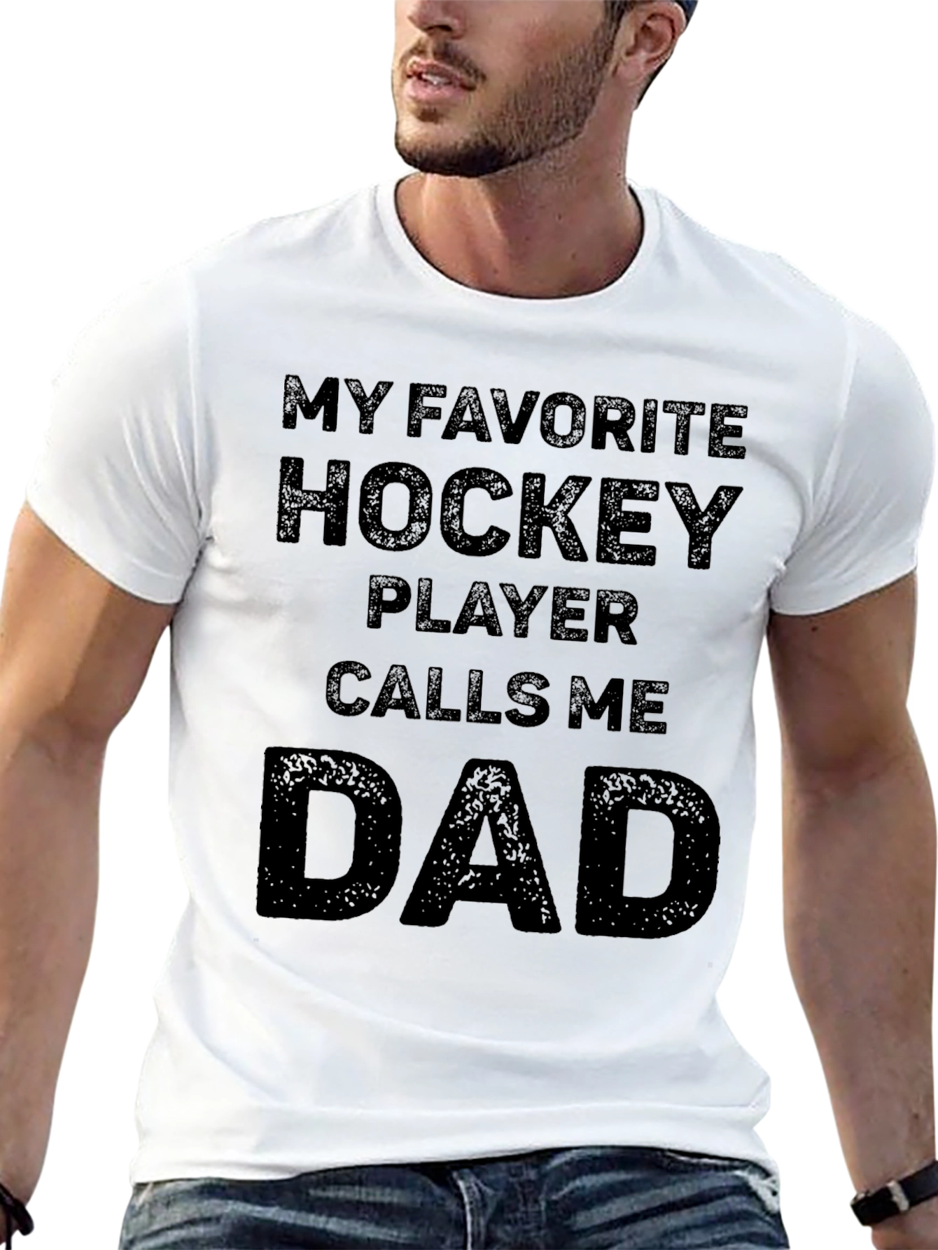 Black My Favorite Hockey Player Calls Me Dad T-Shirt view 13