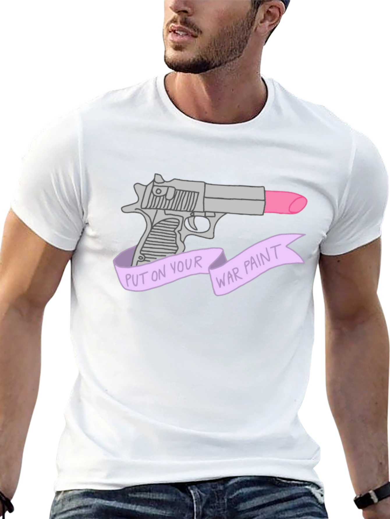 Black War Paint Lipstick Gun Graphic T-Shirt view 13