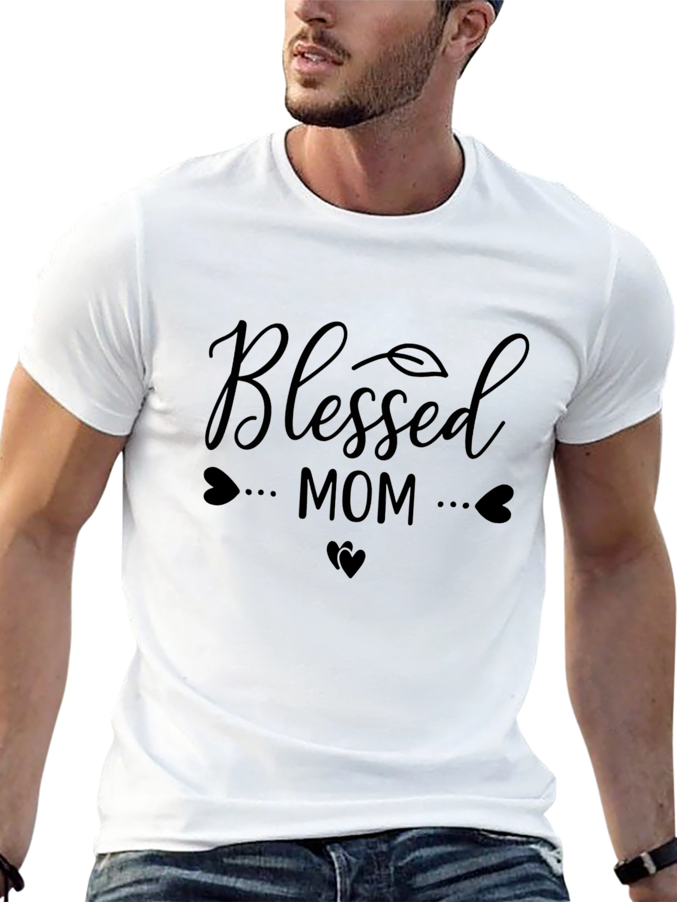 Black Blessed Mom Black Graphic T-Shirt view 13
