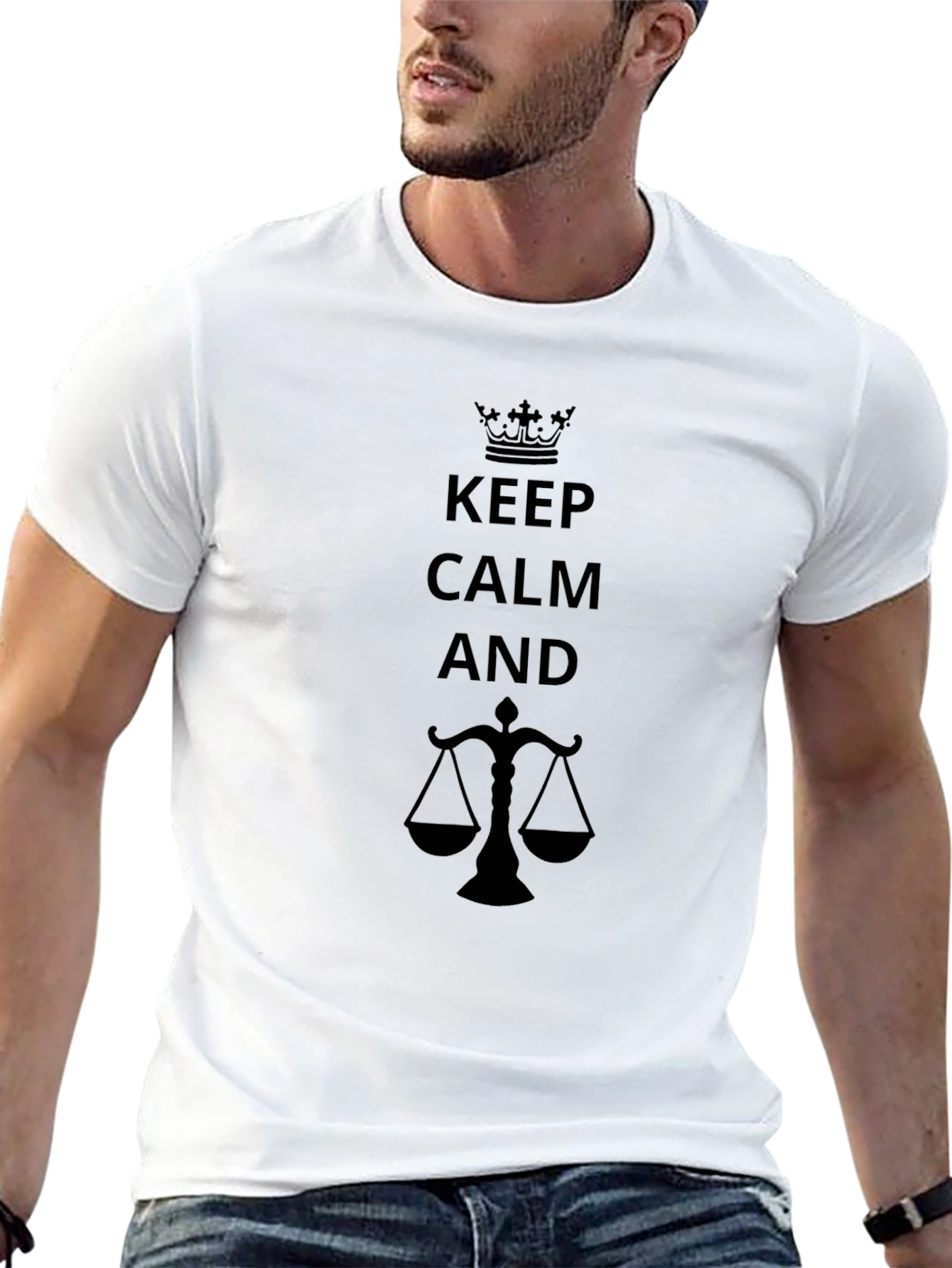Black Keep Calm and Scales of Justice T-Shirt - Black view 13