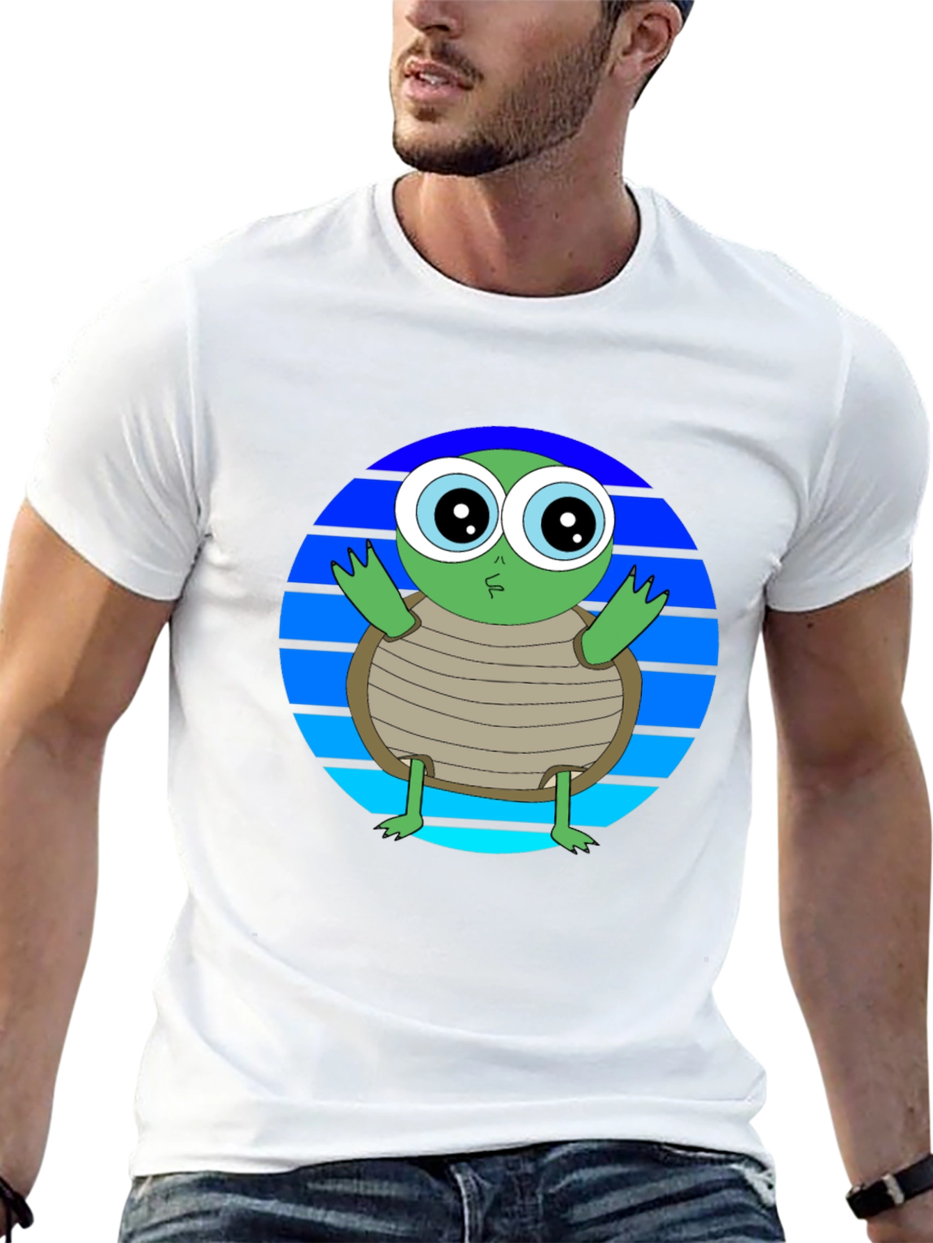Cartoon Turtle Graphic Tee - Soft Cotton Blend - 13