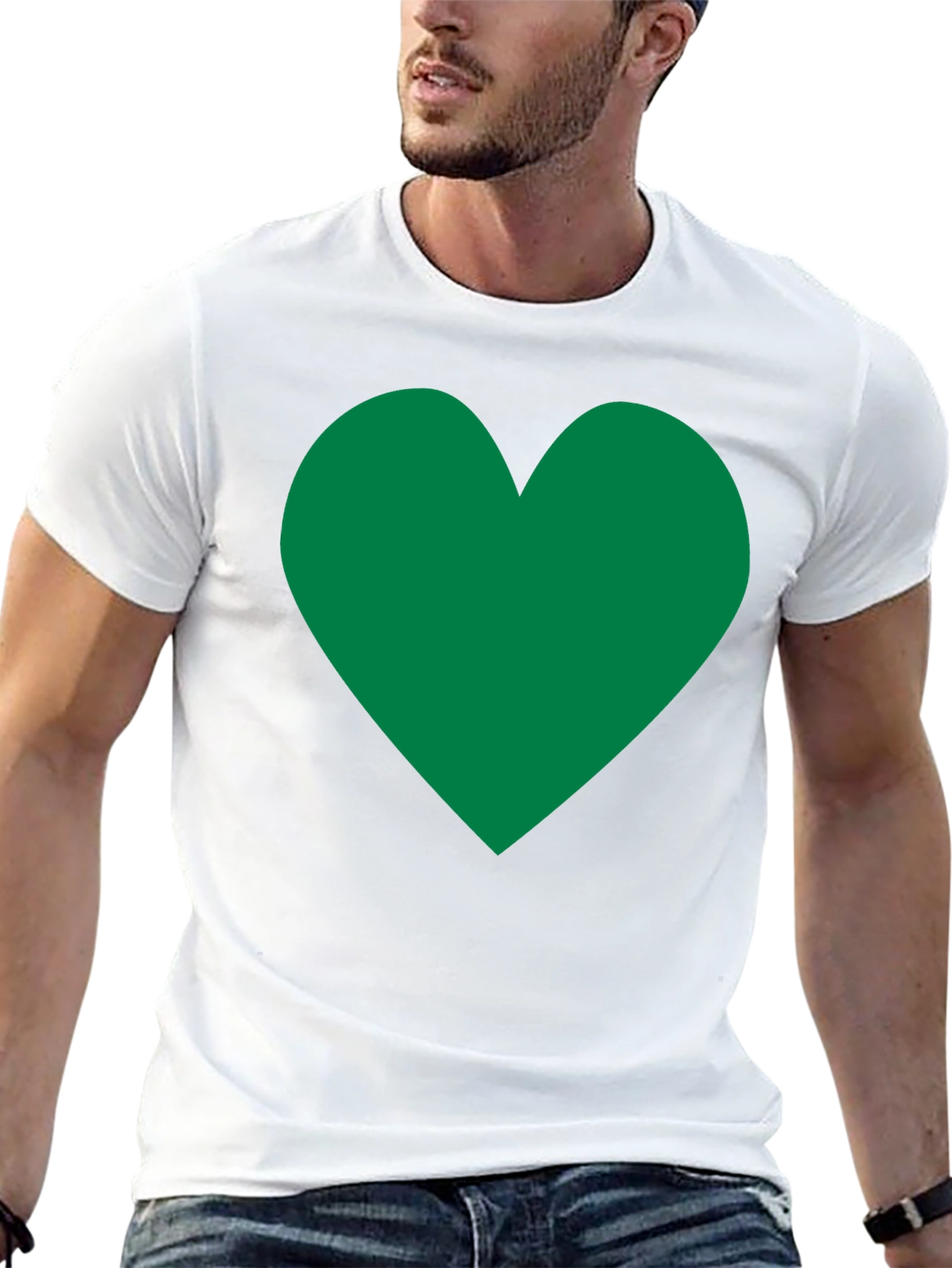 Black Green Heart Graphic Black T-Shirt view 13