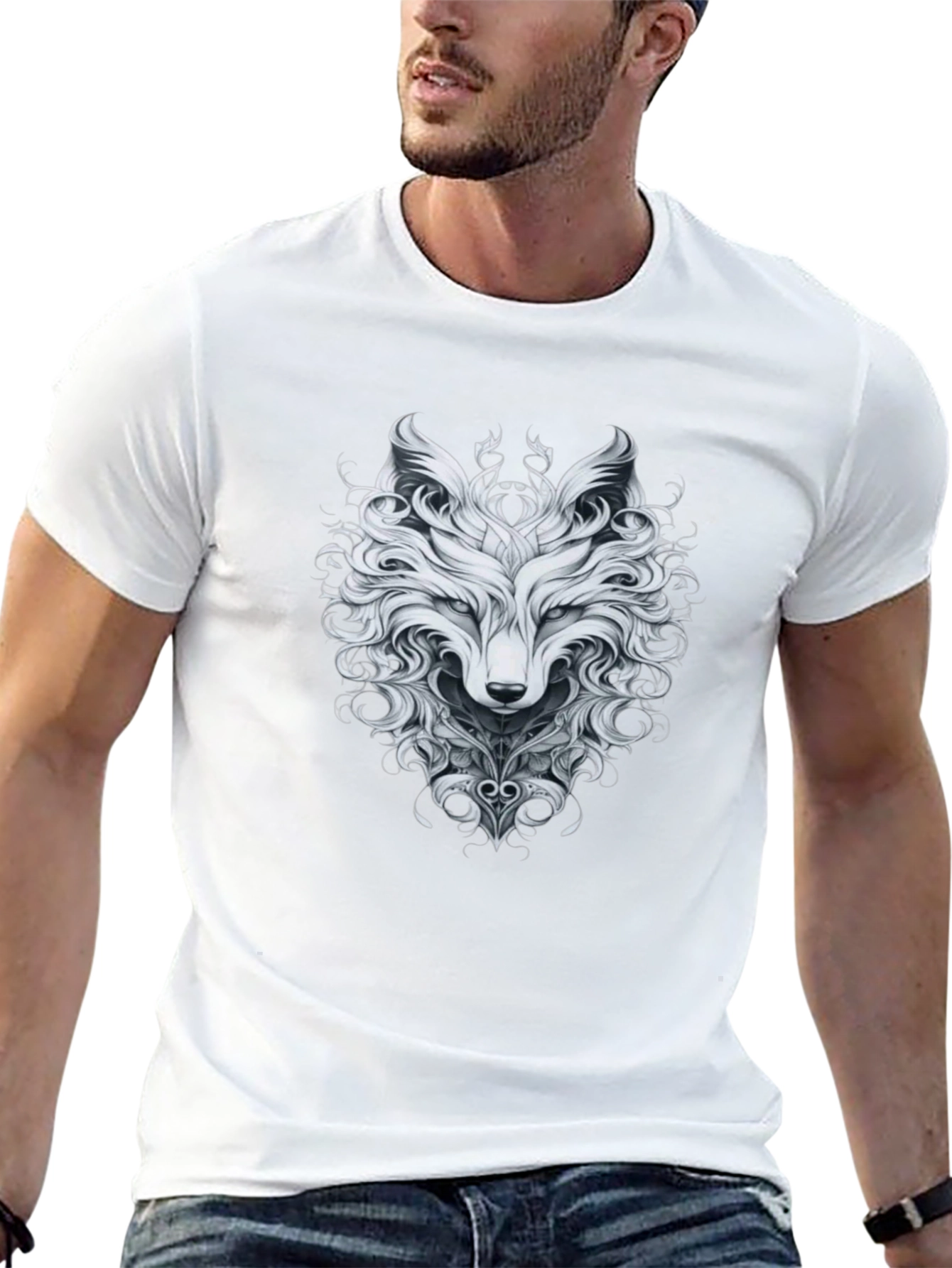 Black Wolf Graphic Print T-Shirt view 13