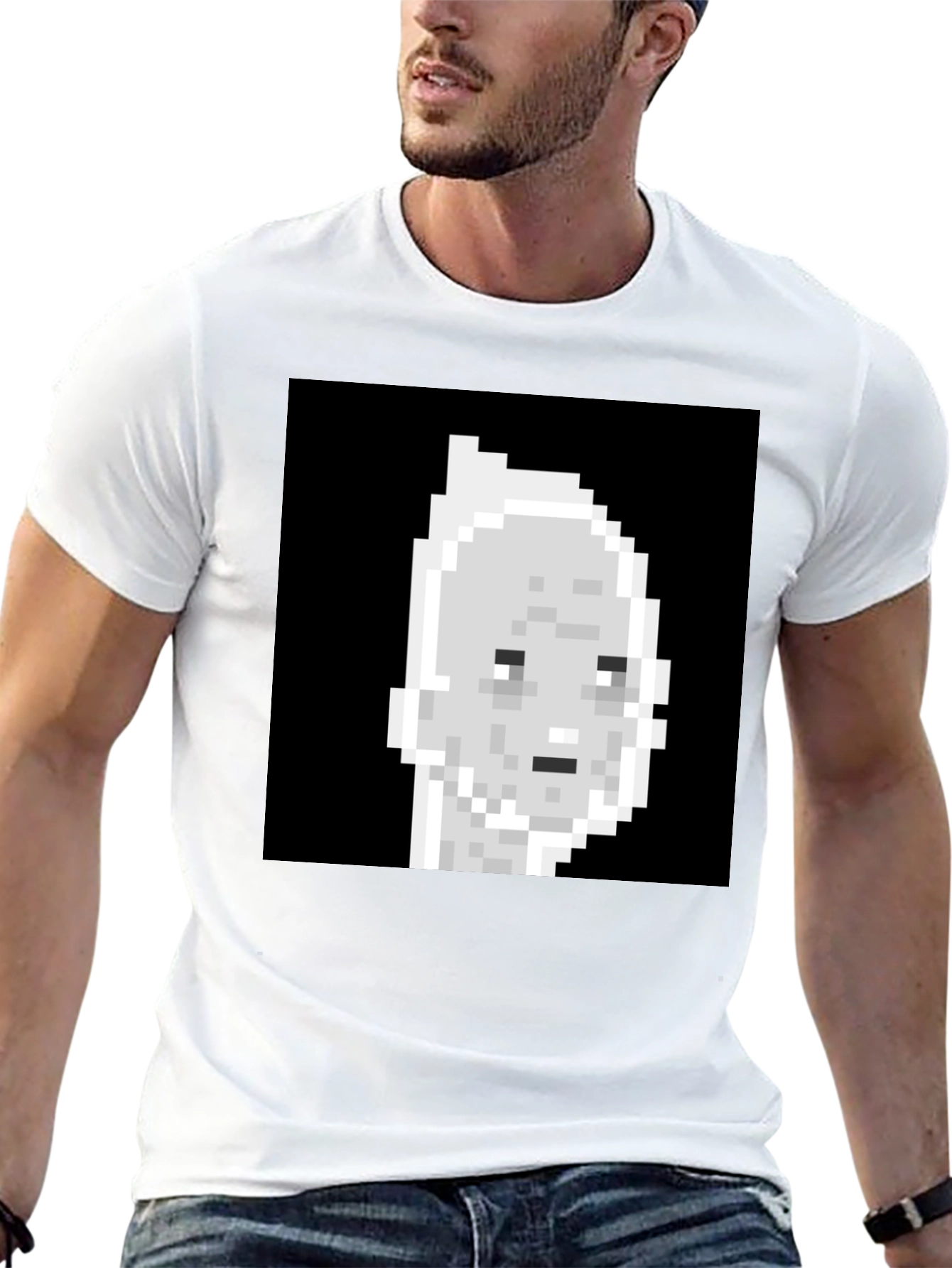 Black Pixel Art T-Shirt - Retro Style Tee view 13