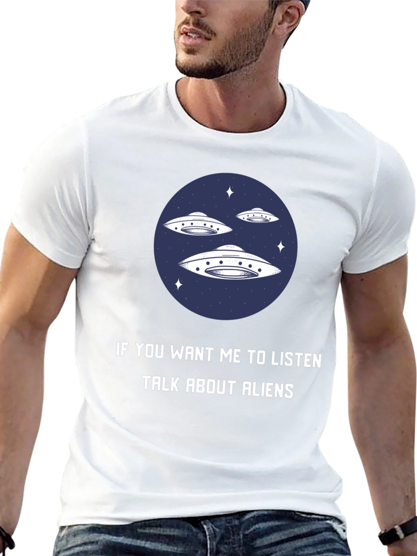Black Alien Conversation Graphic Tee - Talk About Aliens T-Shirt view 13