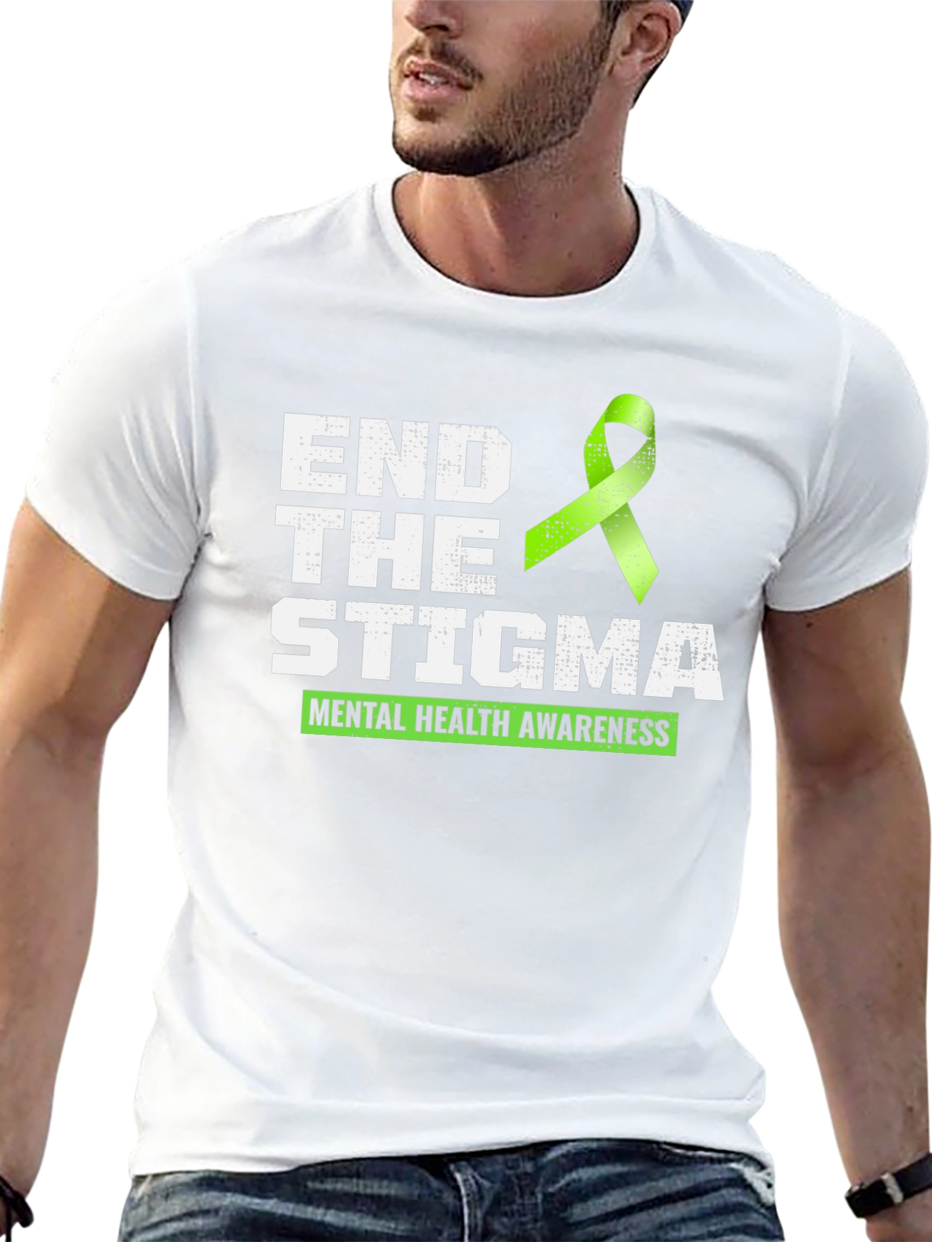 Black End the Stigma Mental Health Awareness T-Shirt view 13