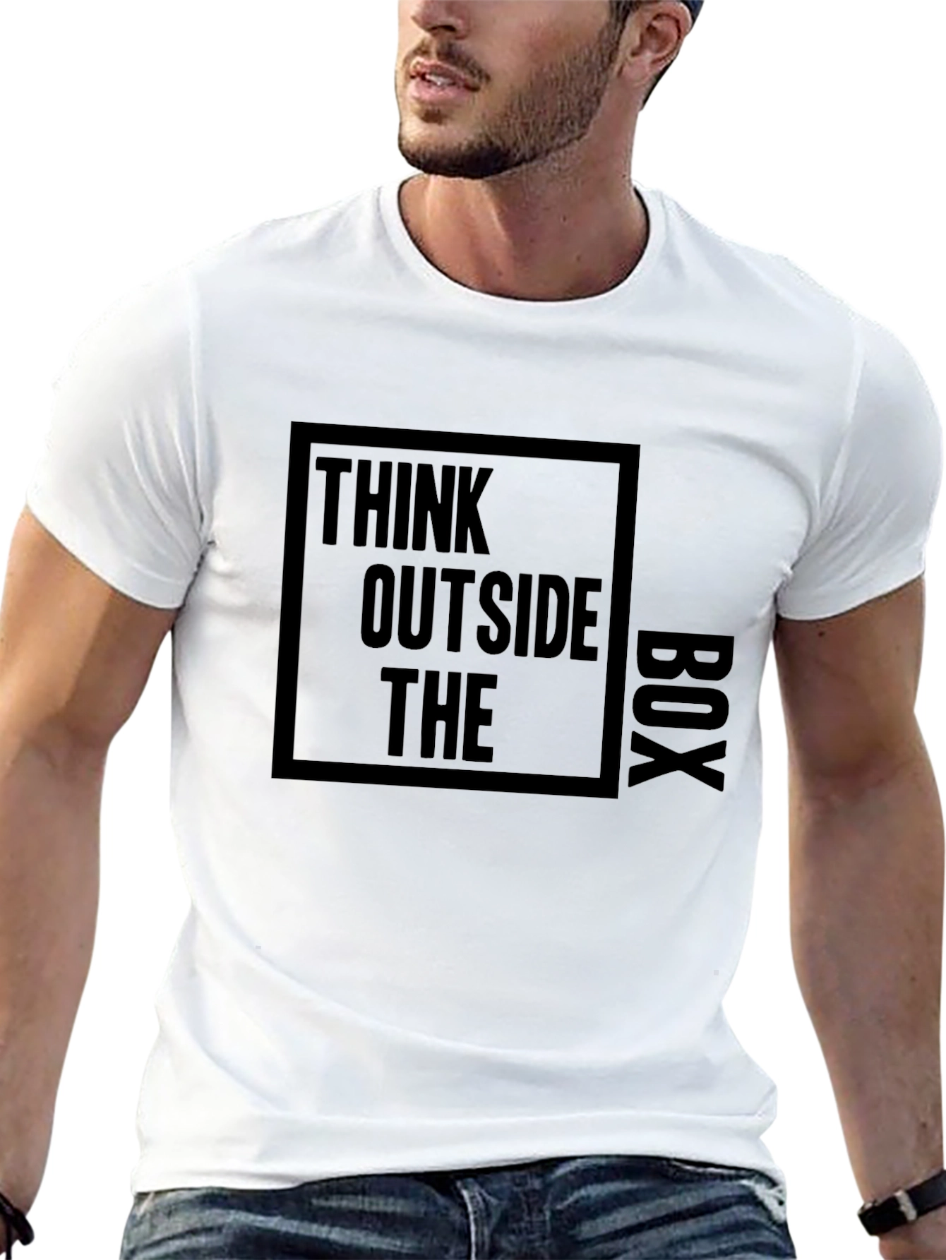 Black Think Outside The Box Black Graphic T-Shirt view 13