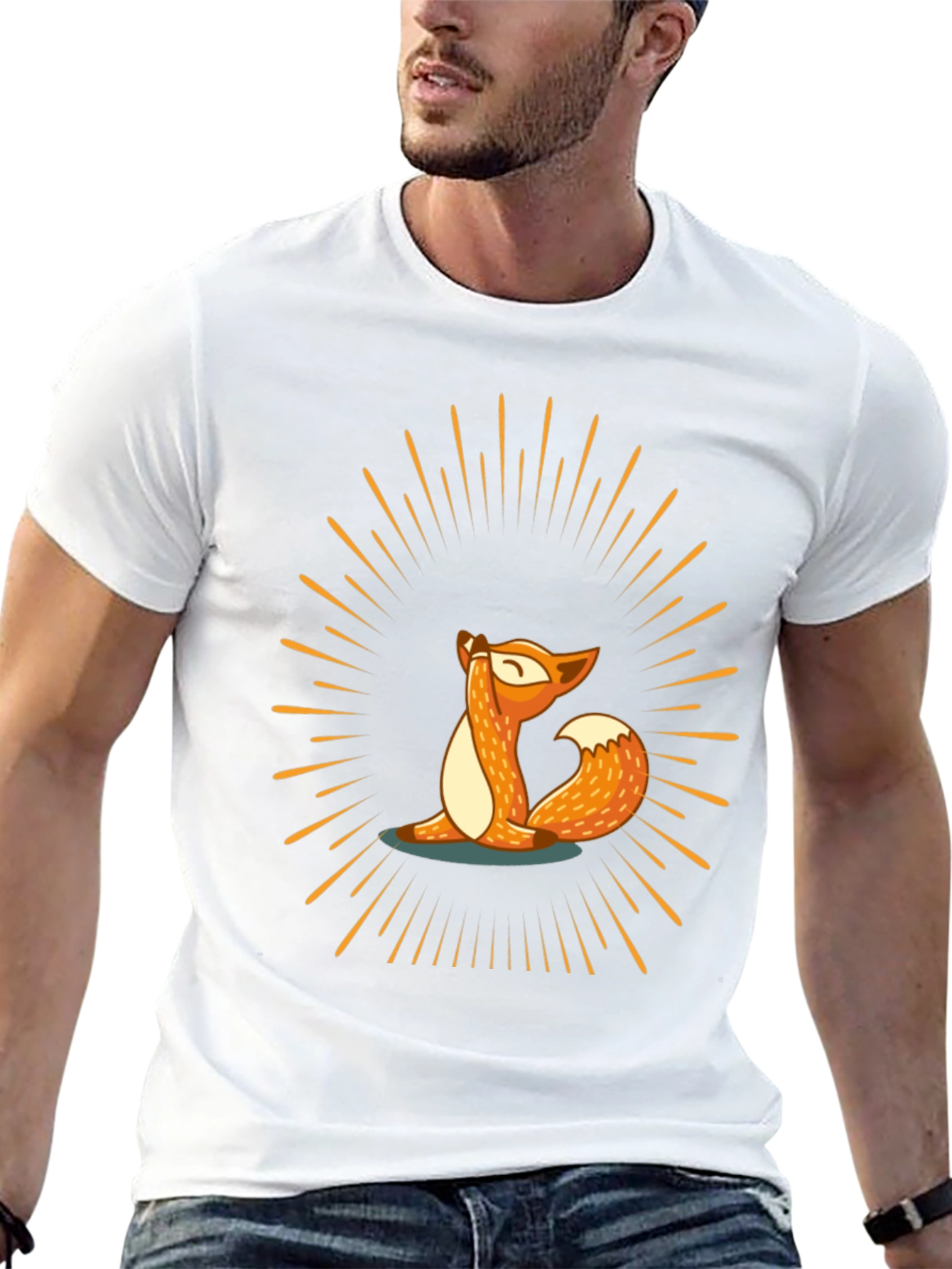 Black Yoga Fox Tee - Meditate in Style view 13