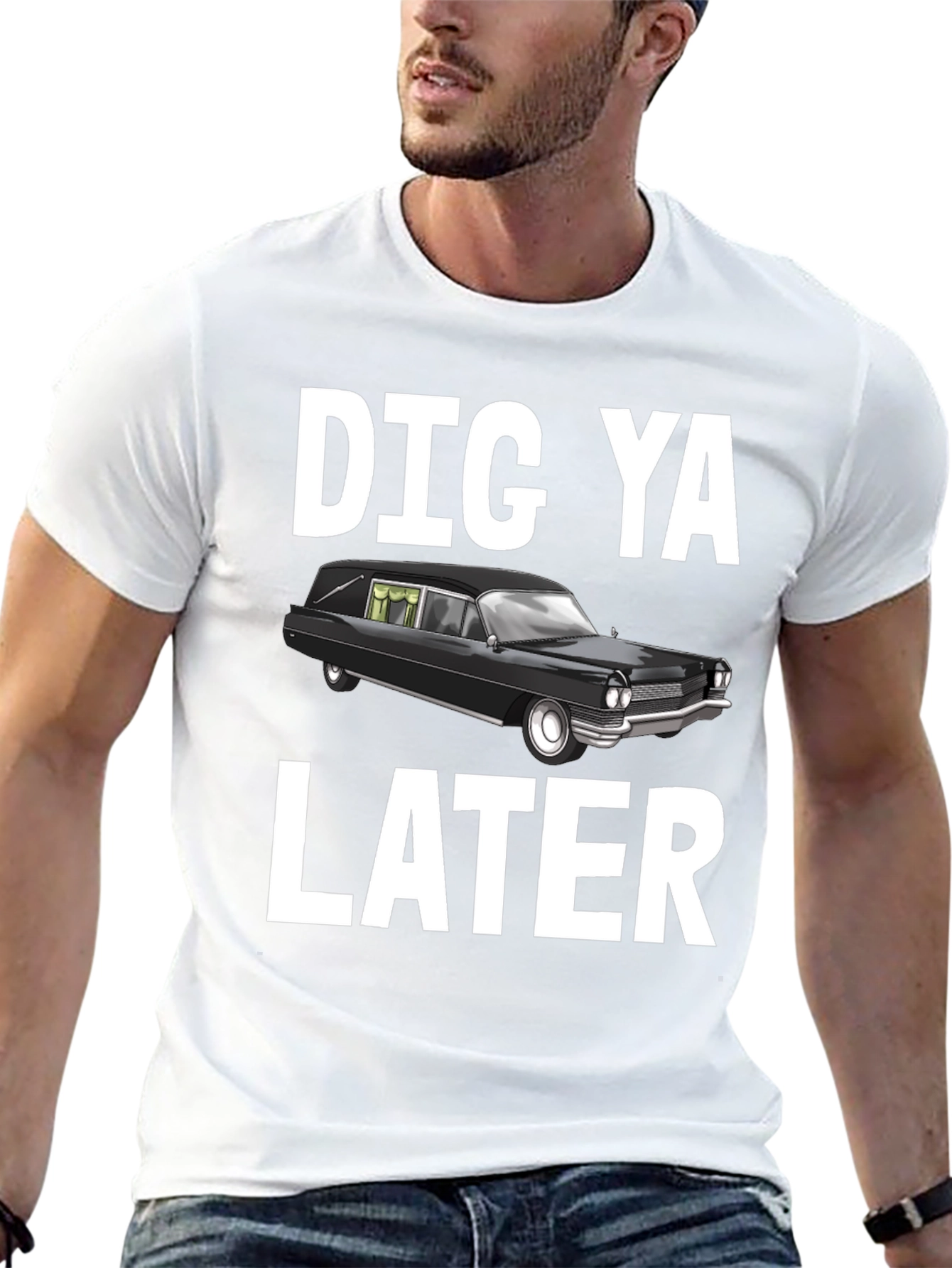 Black Dig Ya Later Hearse T-Shirt view 13