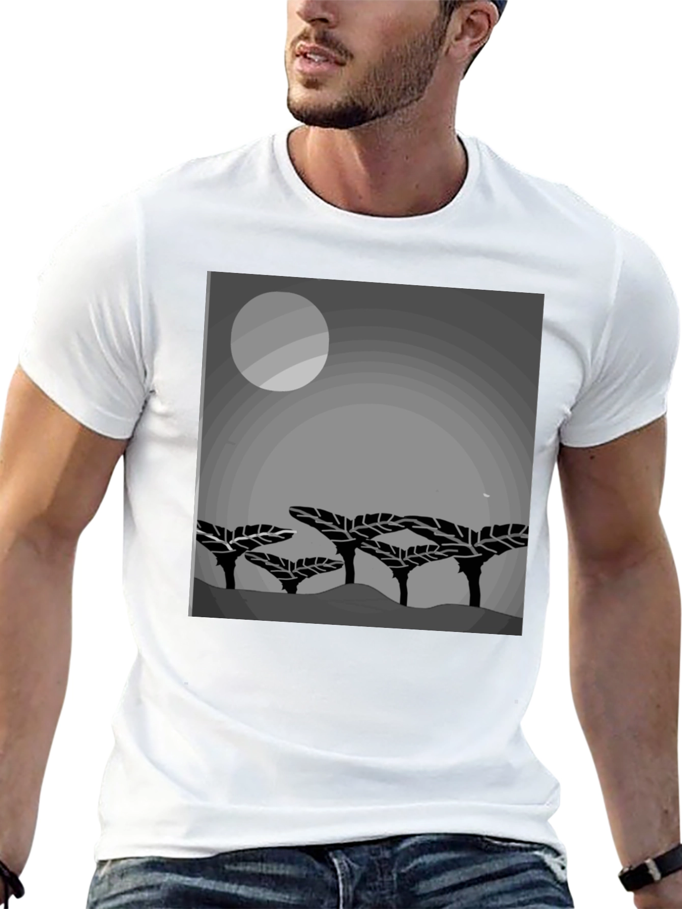 Black Men's Graphic Print Crew Neck T-Shirt view 13